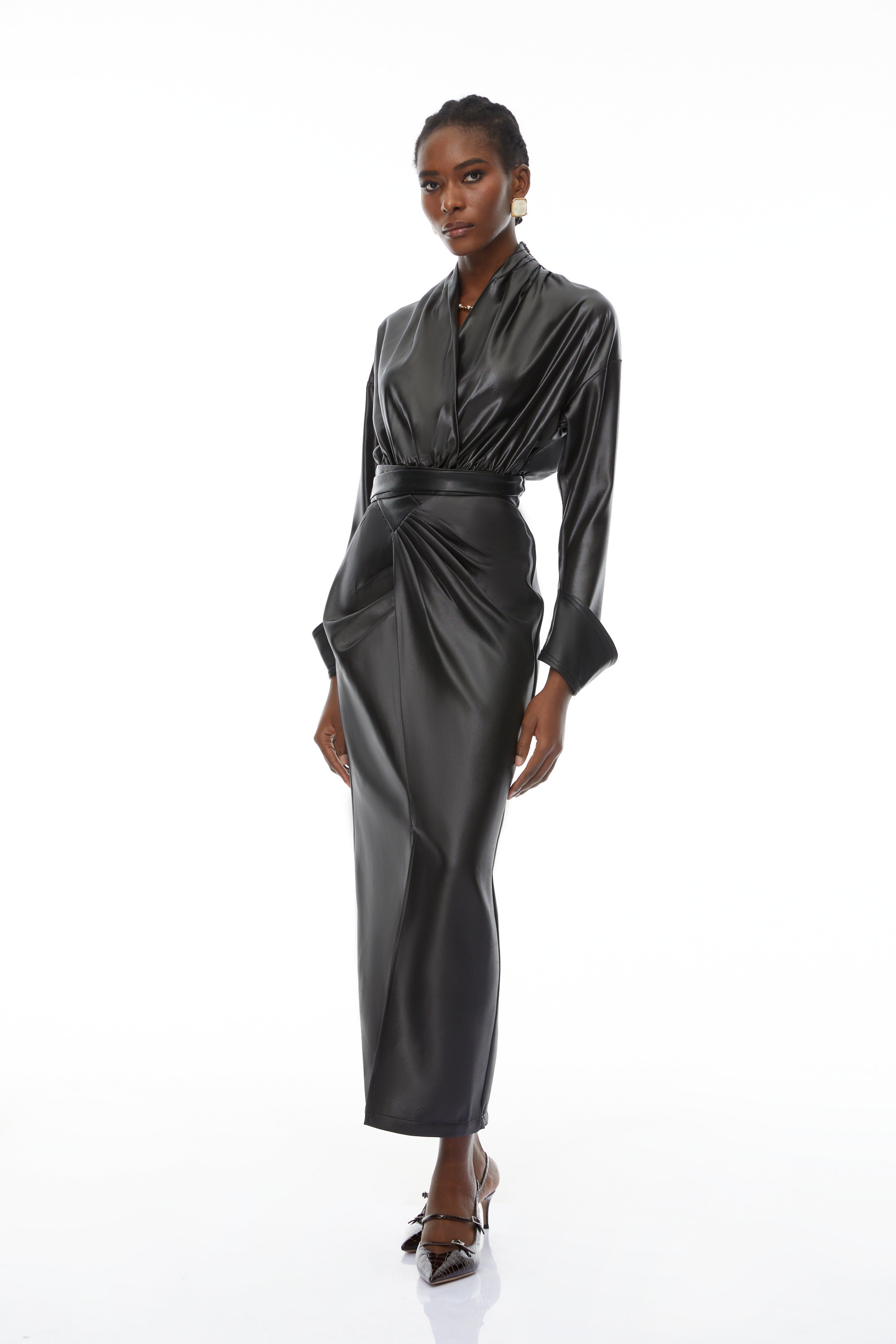 Rocío Black Leather Bodysuit & Skirt Set (Final Sale-US Only)