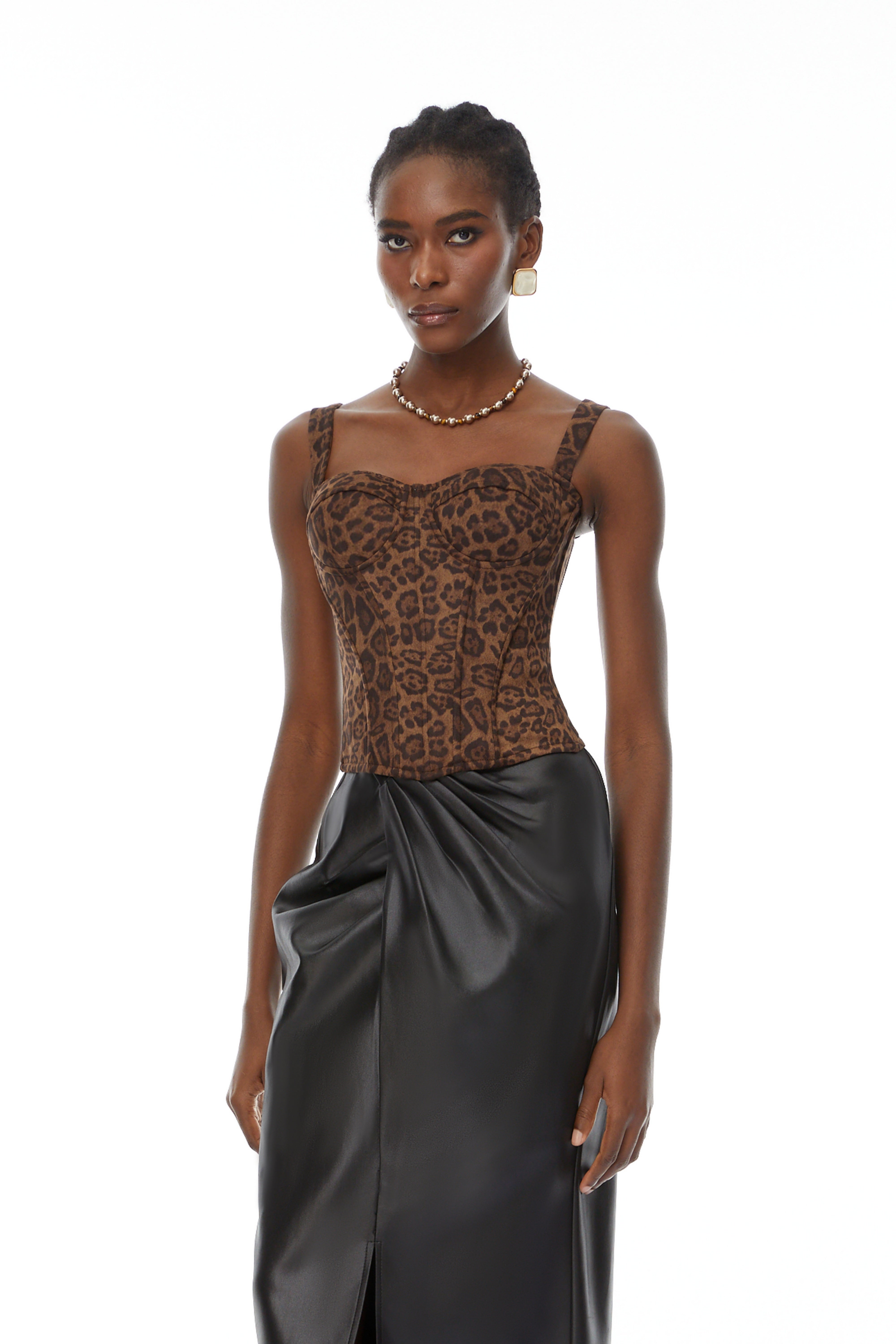 Eden Brown Leopard Corset Top