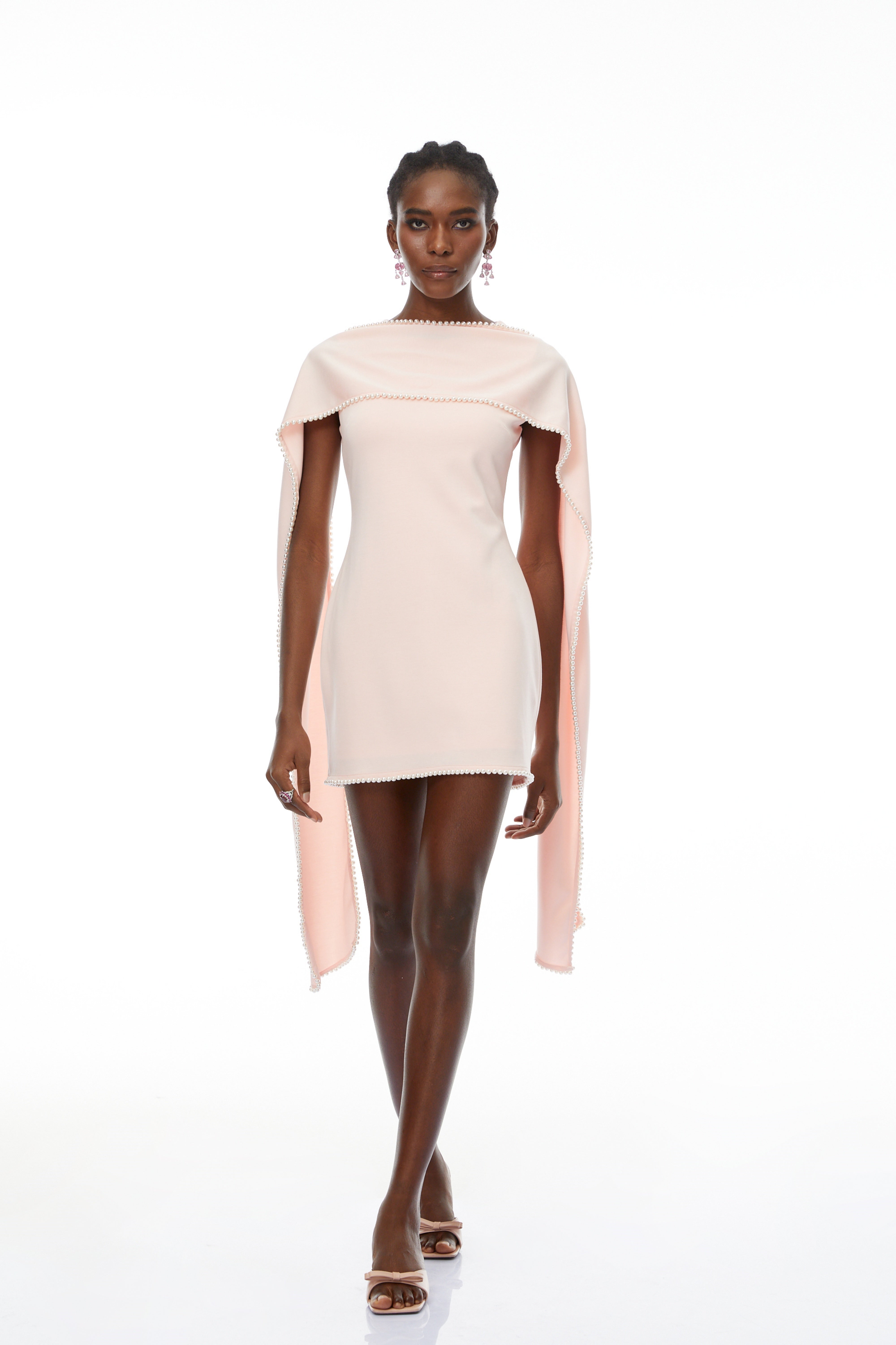 Piroska Pink Sleeveless Pearl Trim Mini Dress (Final Sale-US Only)
