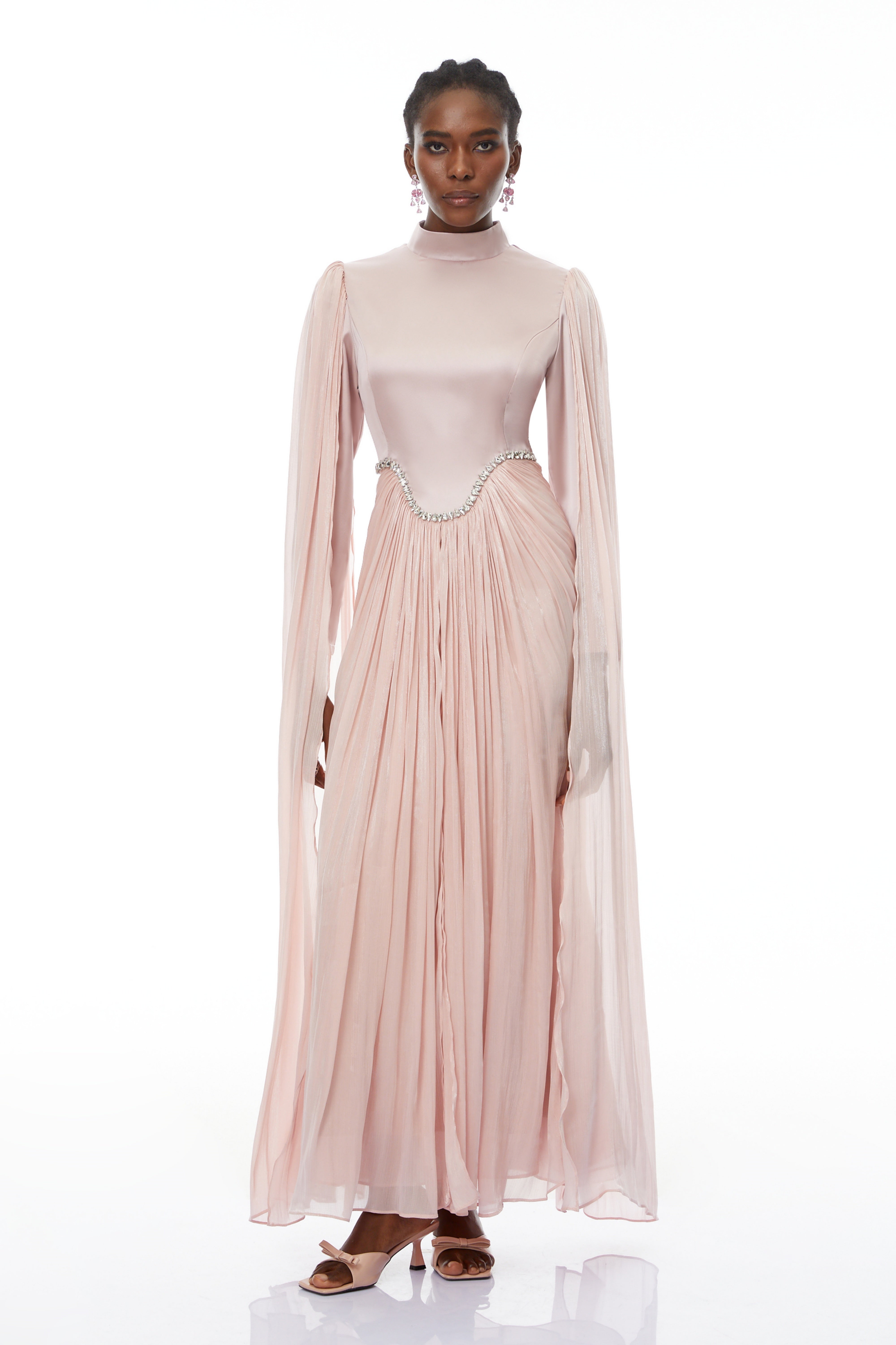 Andrine Pink Crystal Embellished Maxi Dress