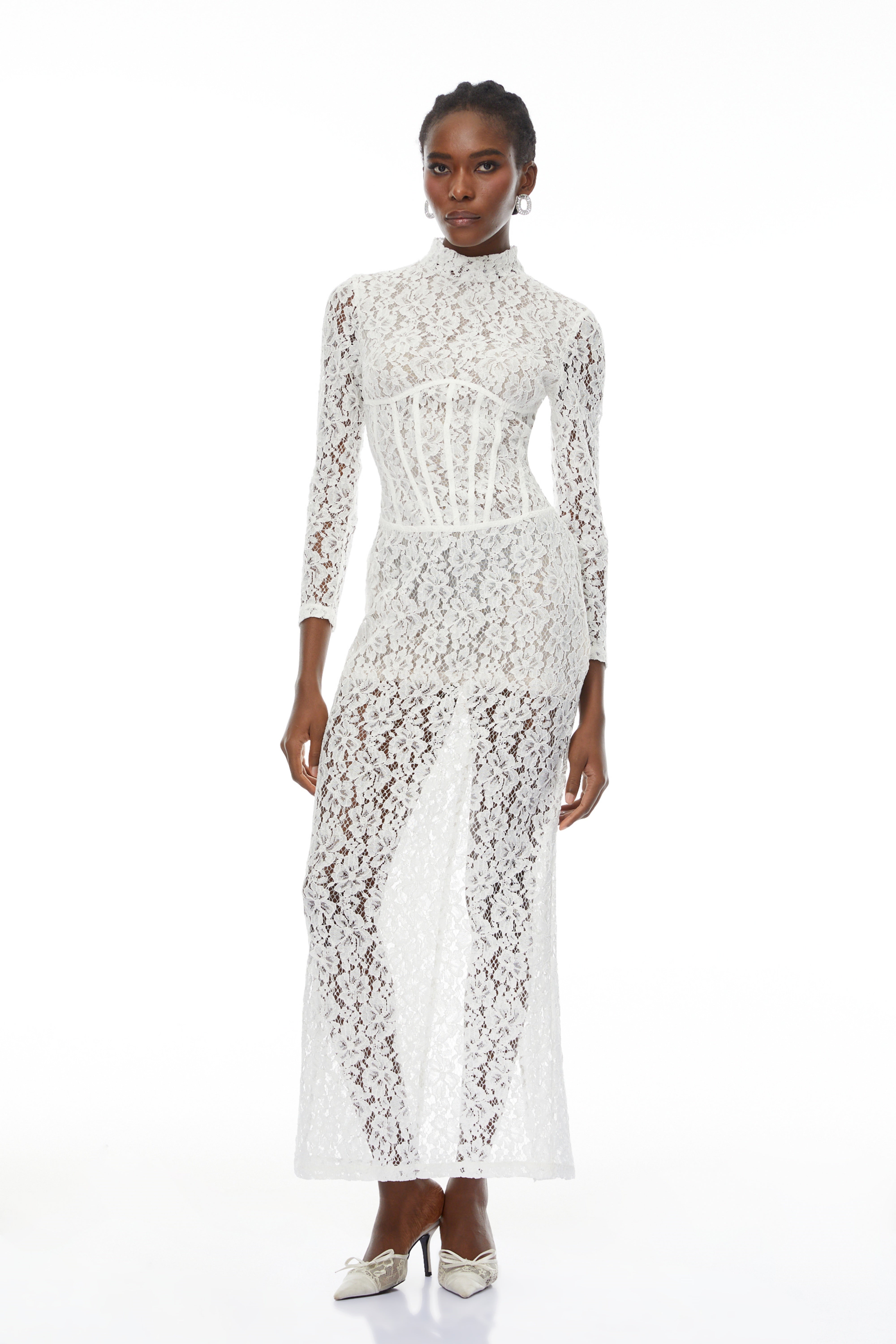 Darlene White Floral Lace Cut Out Maxi Dress (Final Sale-US Only)