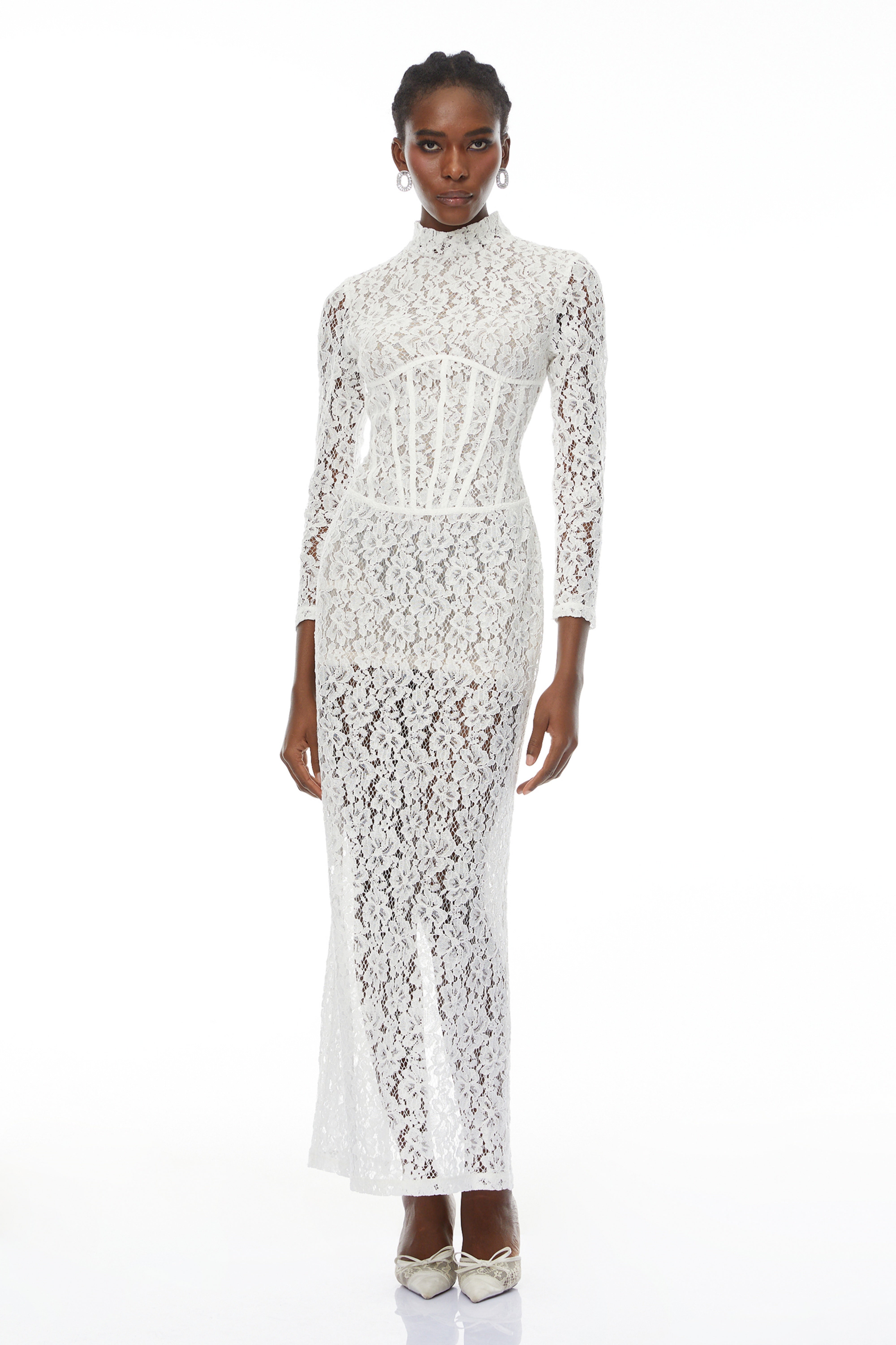 Darlene White Floral Lace Cut Out Maxi Dress (Final Sale-US Only)