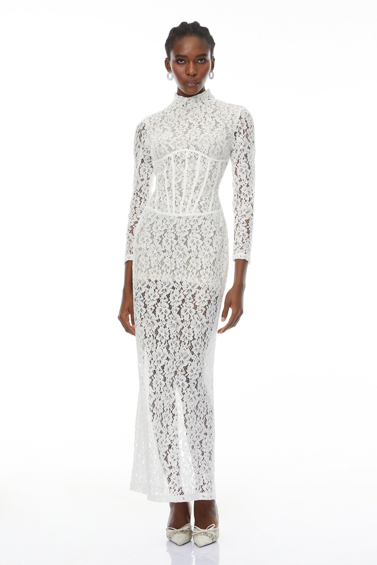 Darlene White Floral Lace Cut Out Maxi Dress (Final Sale)