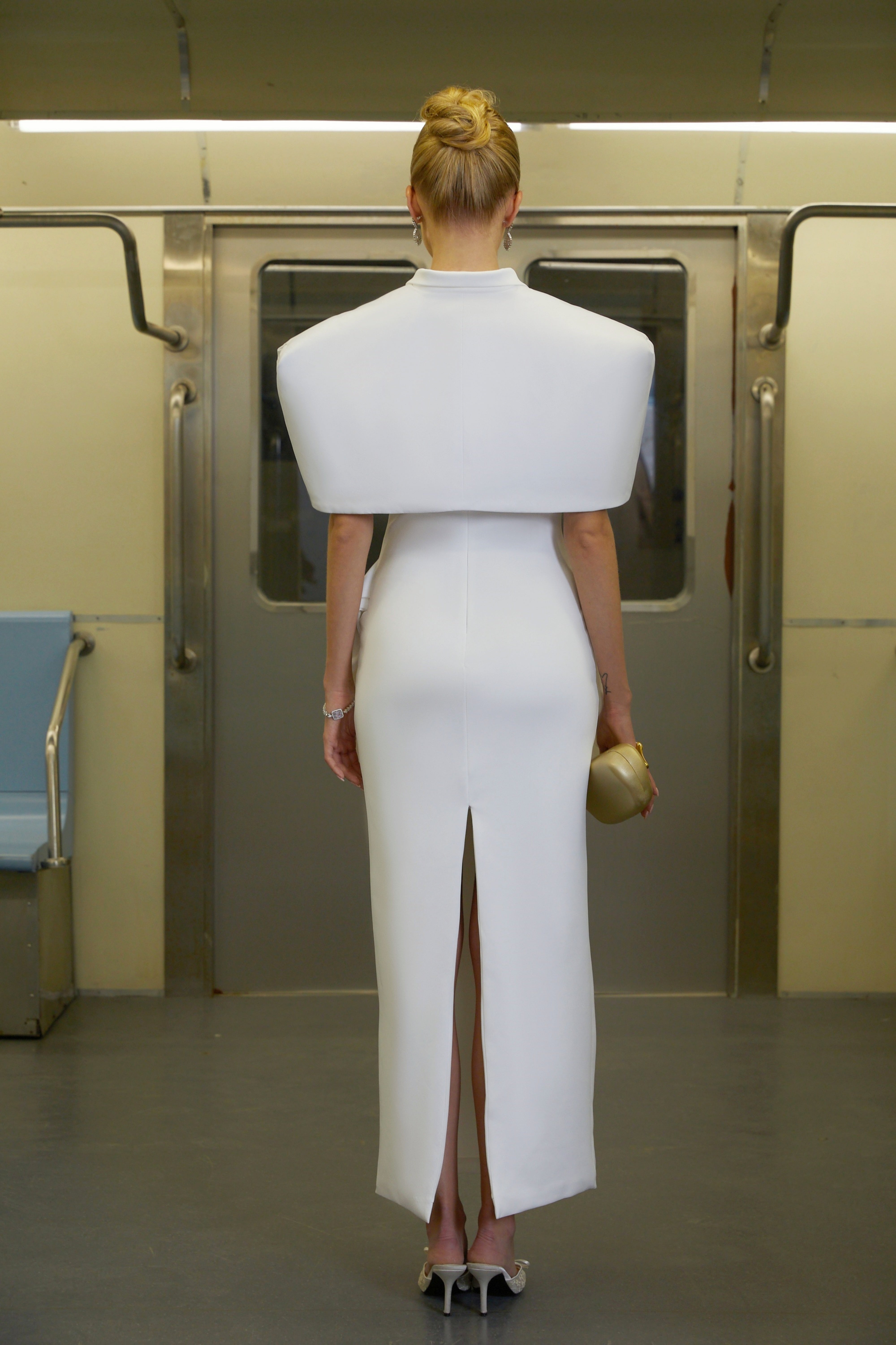 Felice White Structured Cape & Corset Dress Set (Final Sale-US Only)