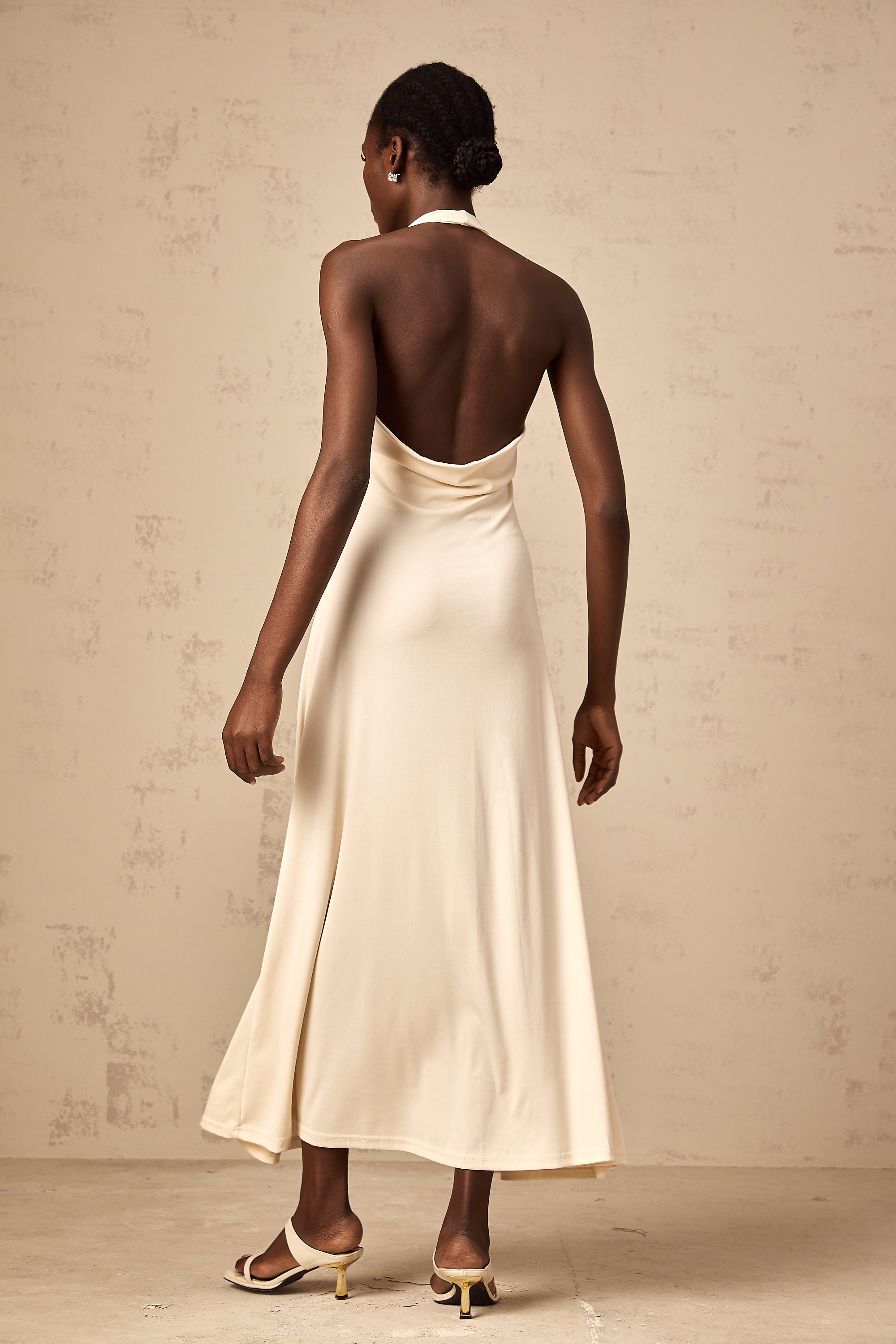 Géraldine white deep V-neck draped maxi dress (Final Sale-US Only)