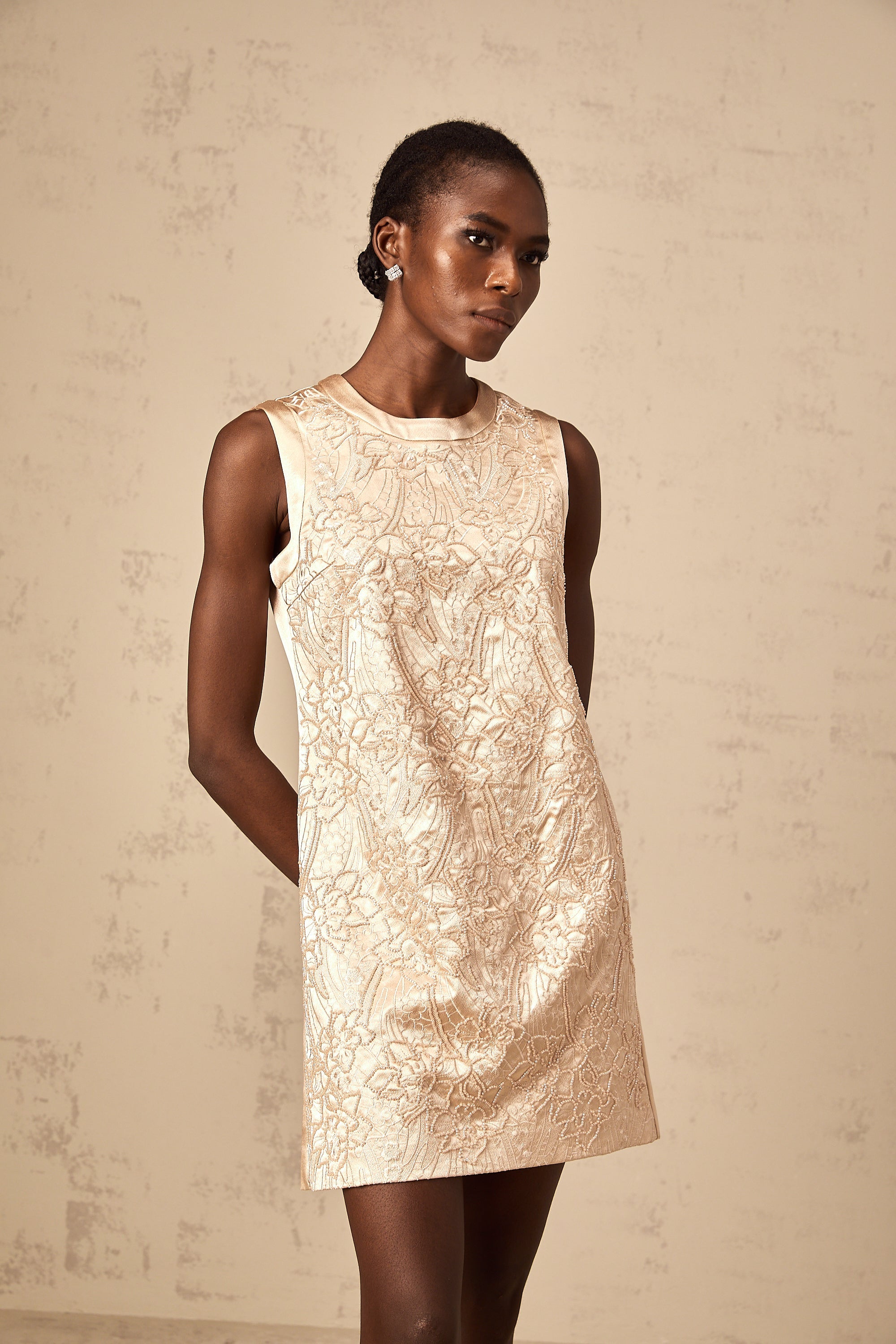 Isabelle embroidered bead-embellished mini dress
