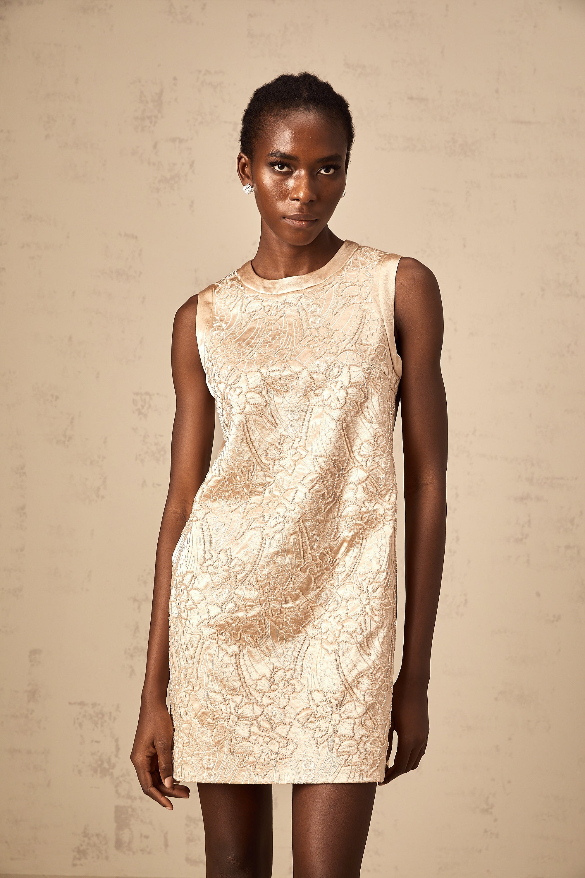 Isabelle embroidered bead-embellished mini dress