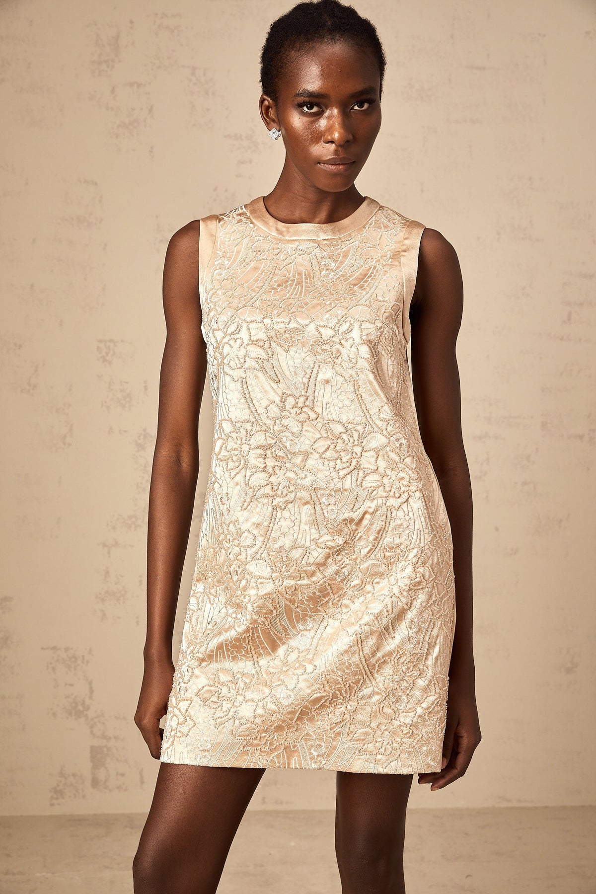 Isabelle embroidered bead-embellished mini dress