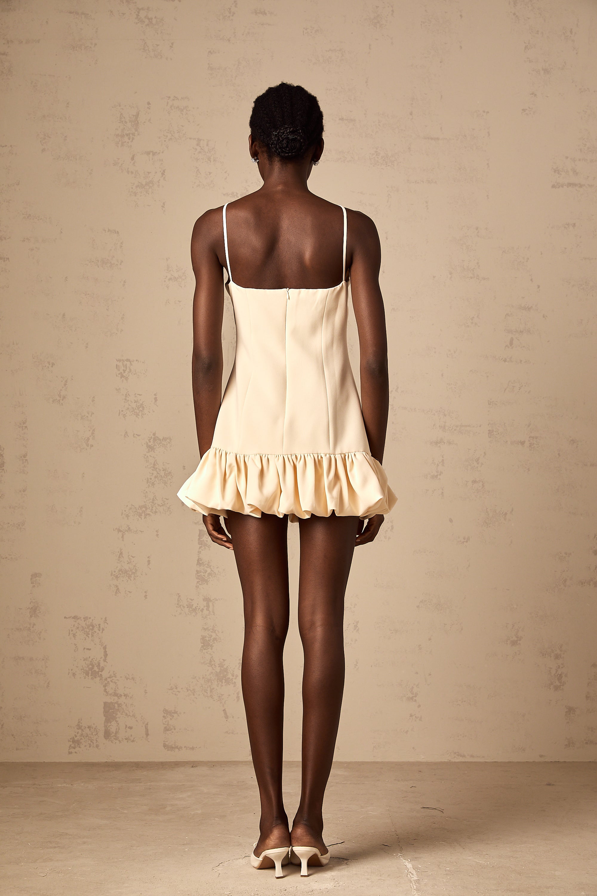 Hannah neutrals bow rhinestone mini dress