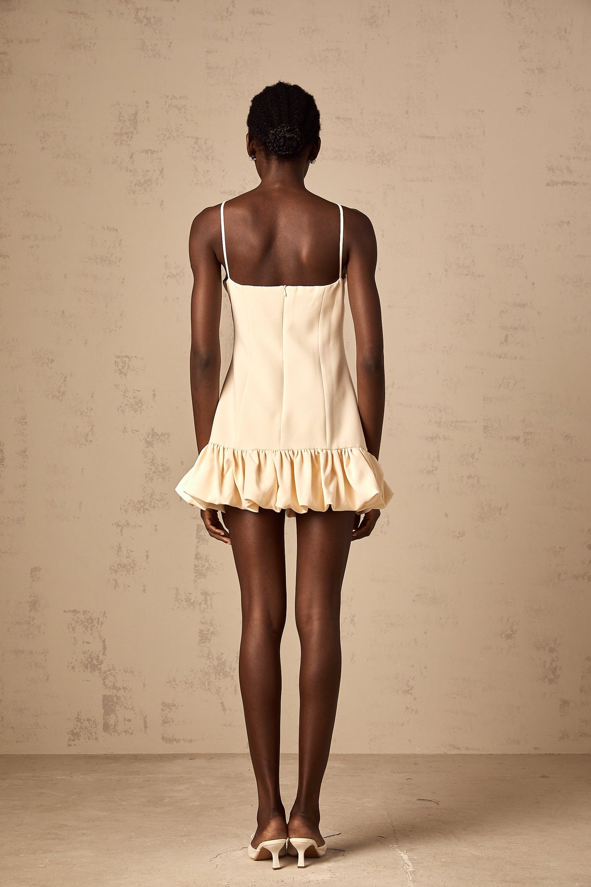 Hannah neutrals bow rhinestone mini dress