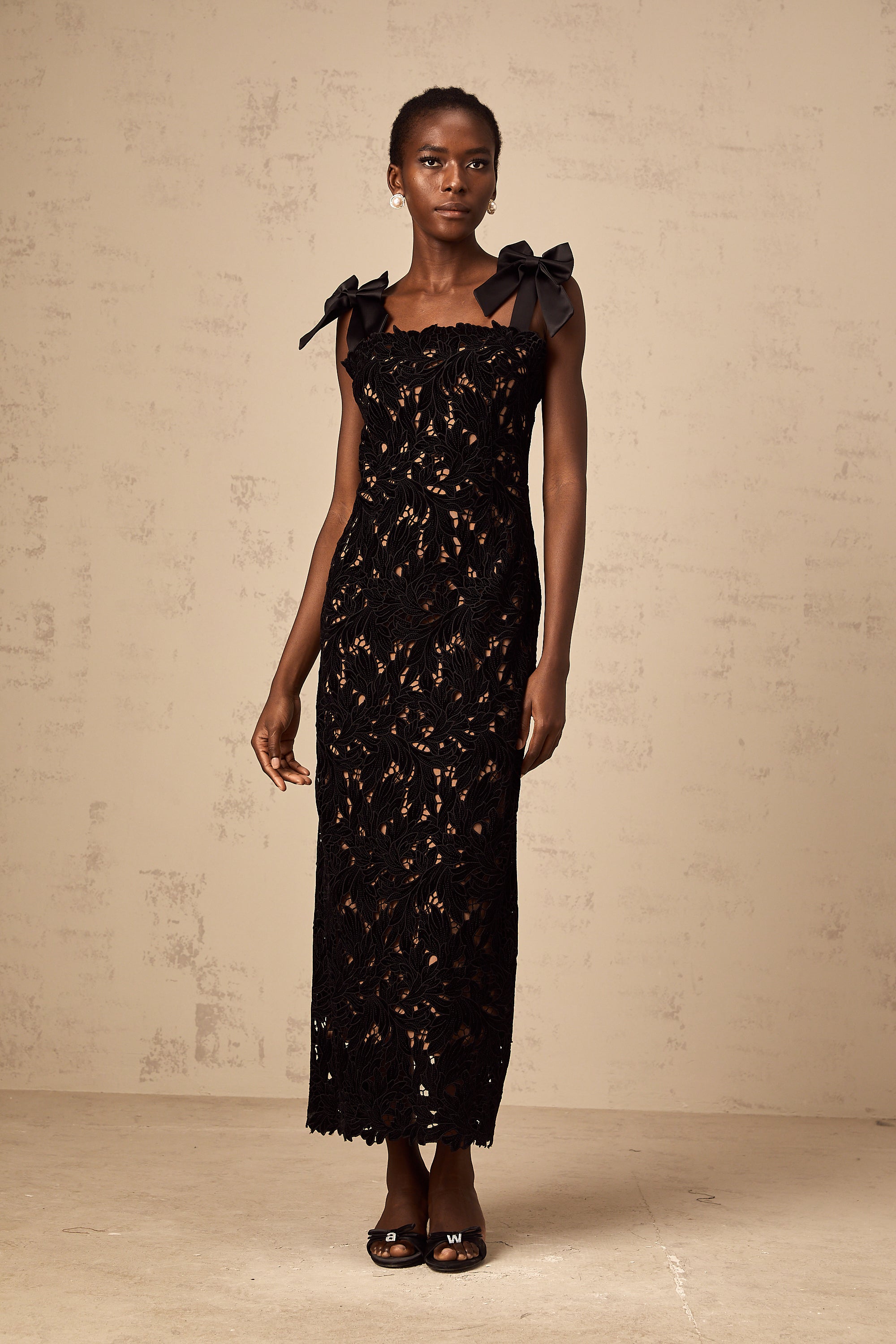 Eloise black floral embroidered maxi dress
