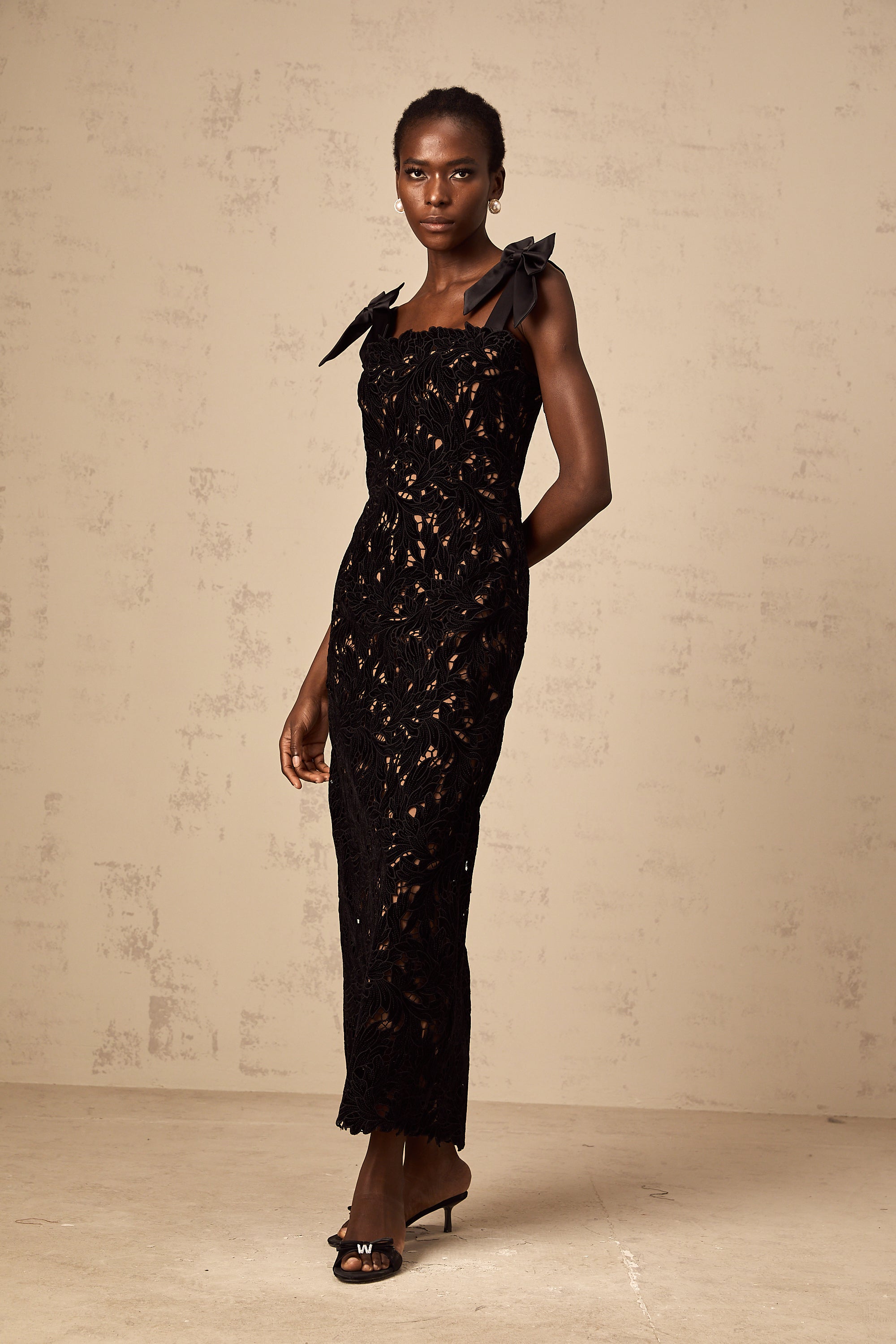 Eloise black floral embroidered maxi dress (Final Sale-US Only)