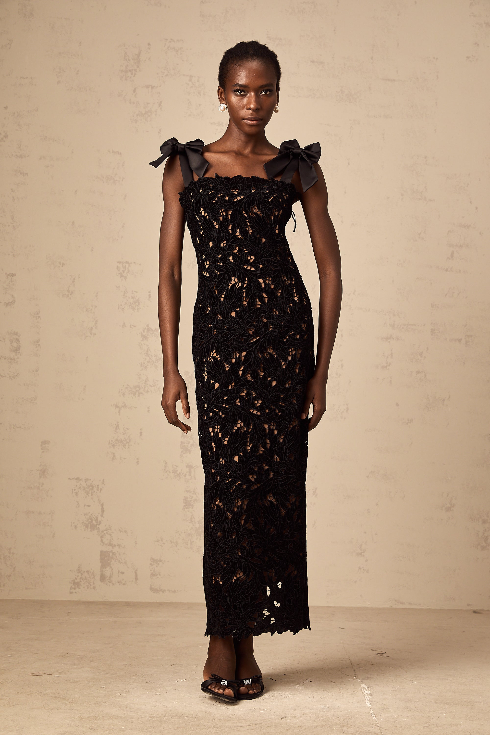 Eloise black floral embroidered maxi dress (Final Sale-US Only)