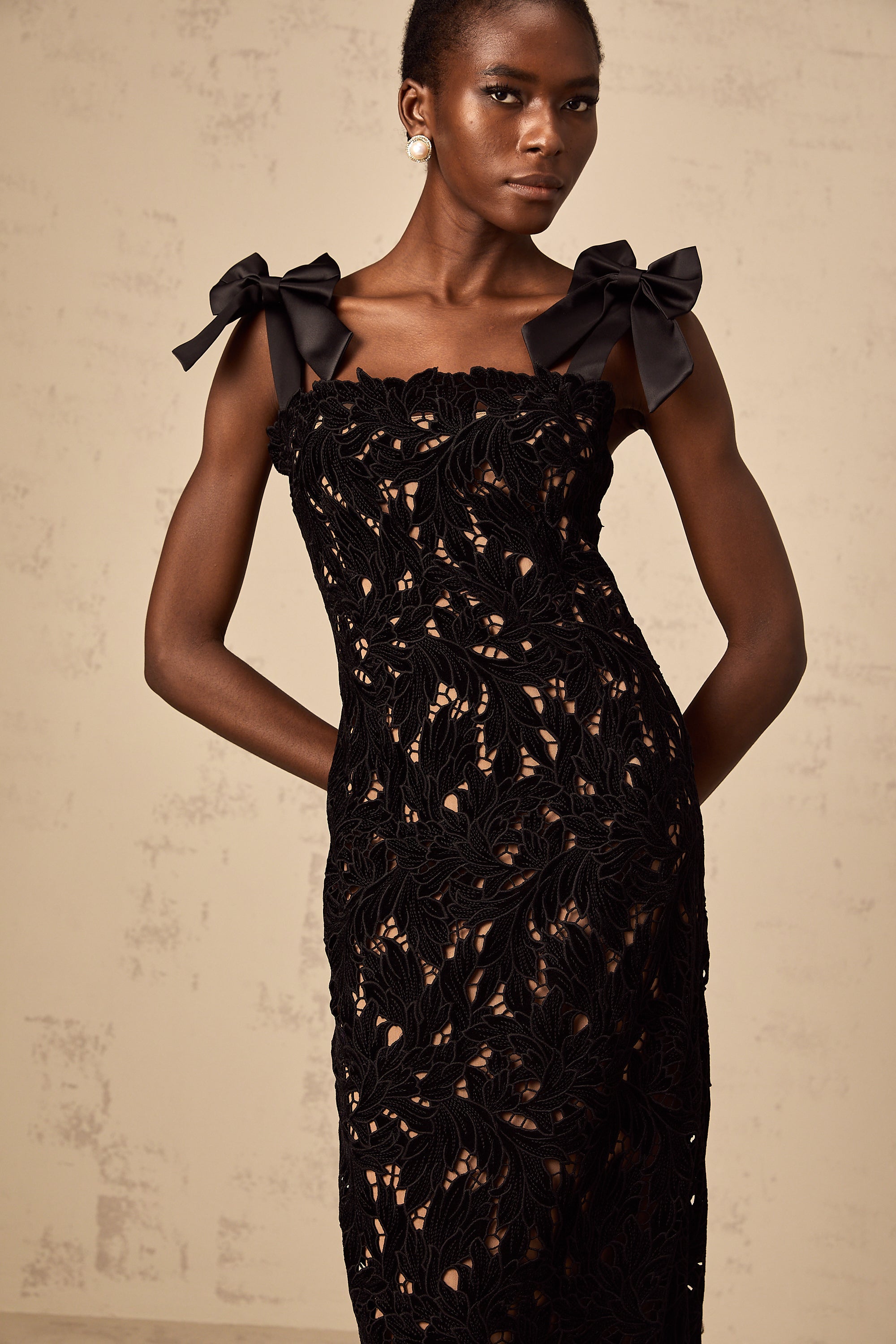 Eloise black floral embroidered maxi dress