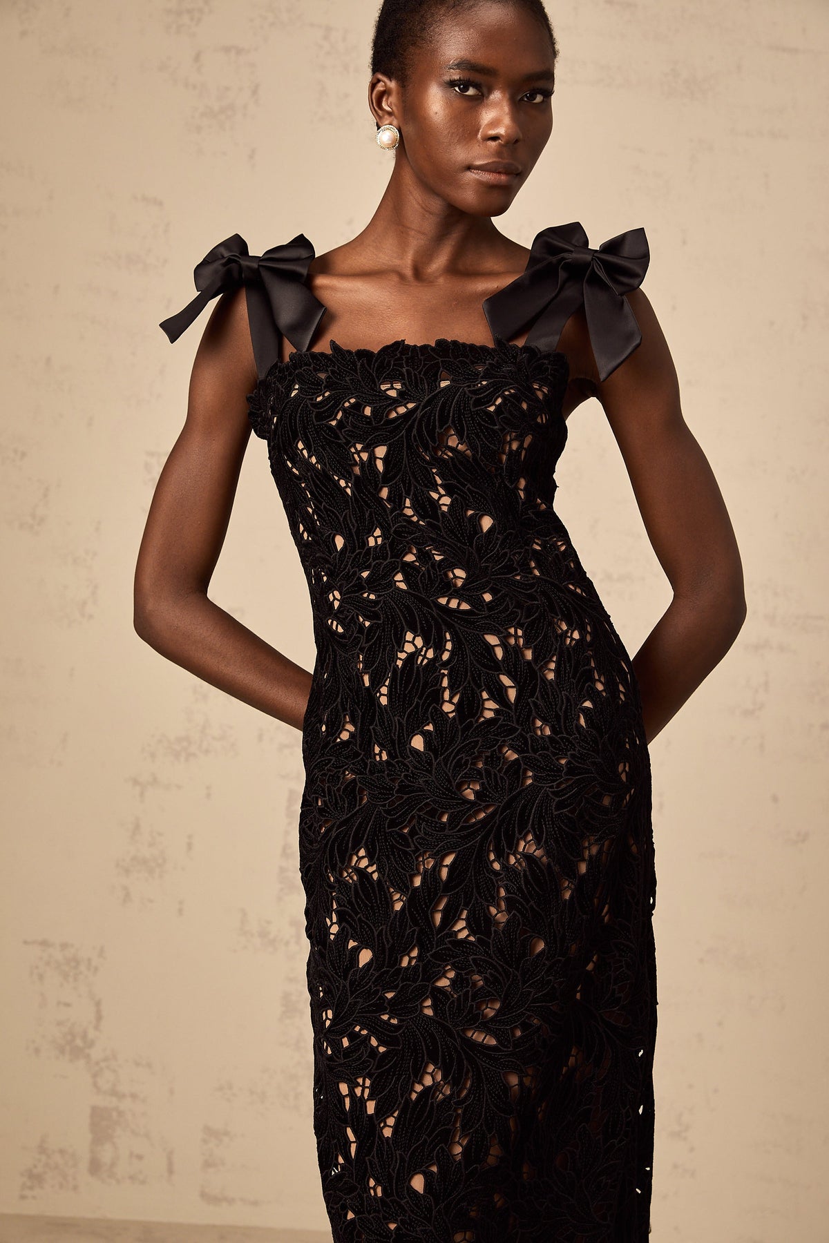 Eloise black floral embroidered maxi dress