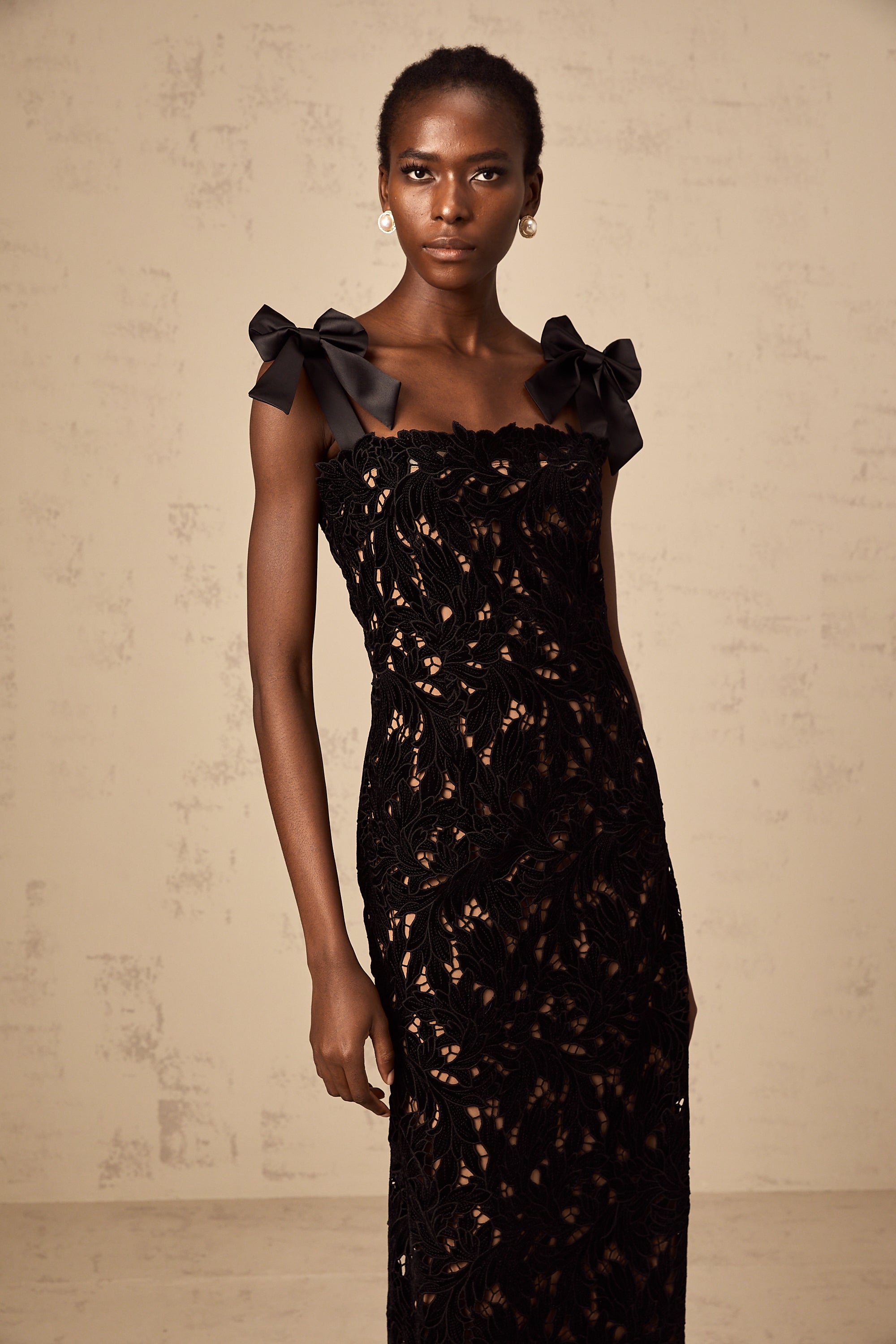 Eloise black floral embroidered maxi dress