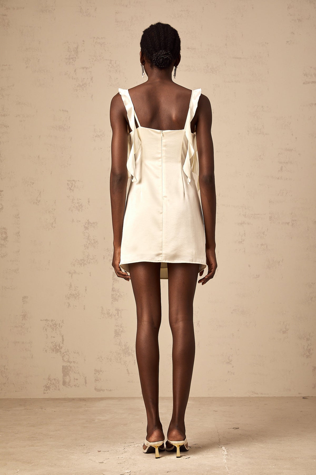 Sylvia neutrals butterfly draped mini dress