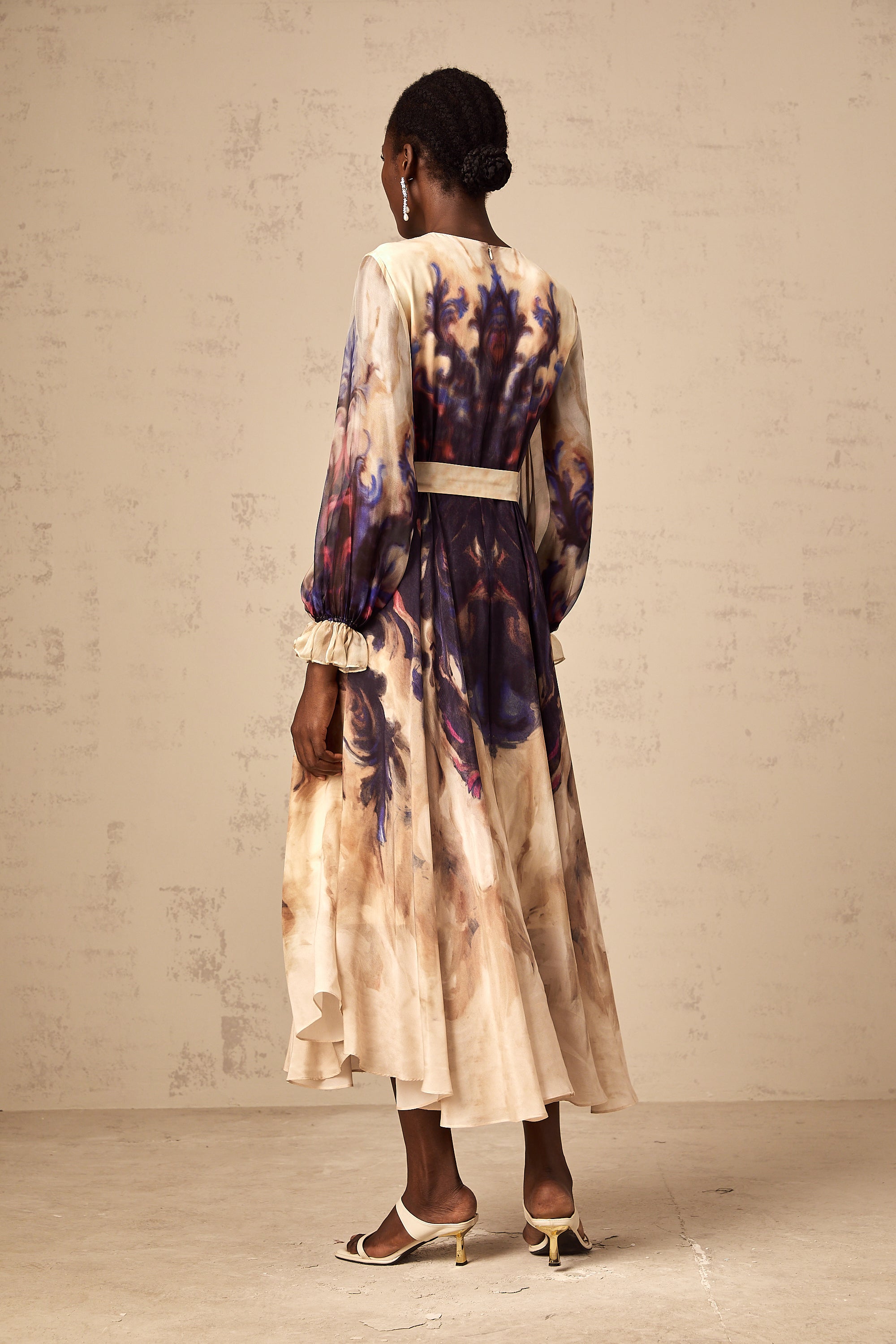 Urbaine smudged graffiti-print silk midi dress (Final Sale-US Only)