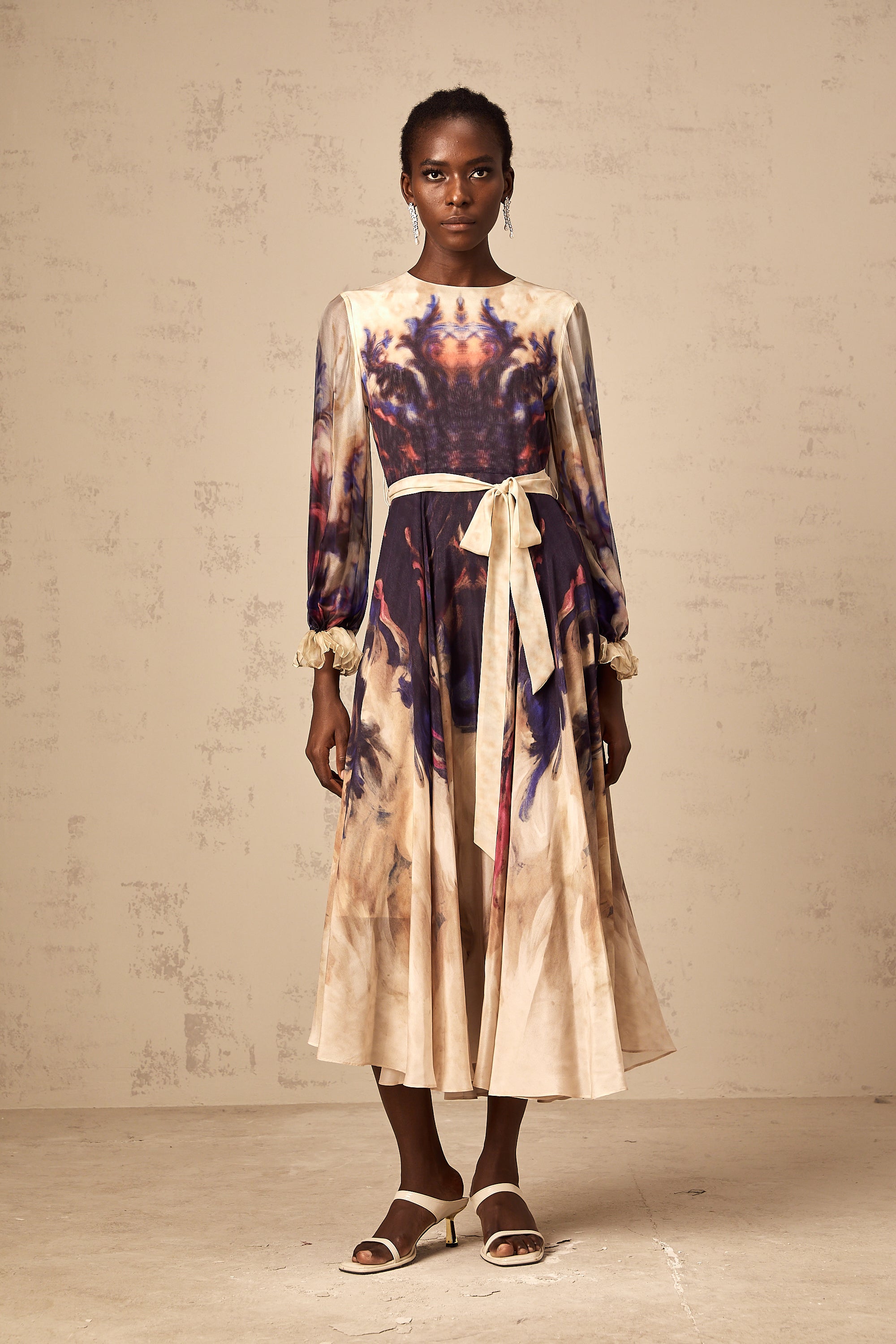 Urbaine smudged graffiti-print silk midi dress (Final Sale-US Only)