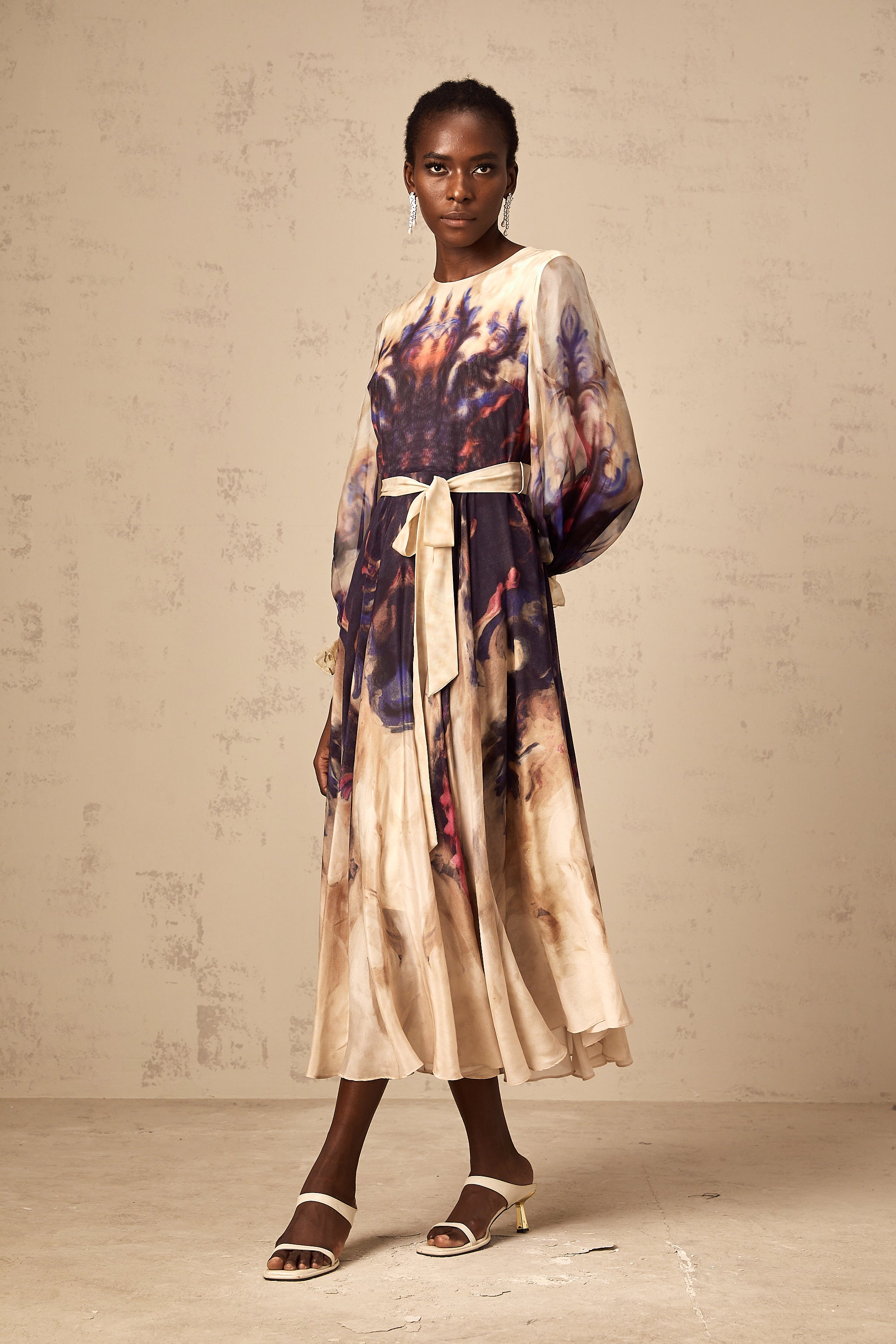 Urbaine smudged graffiti-print silk midi dress (Final Sale-US Only)