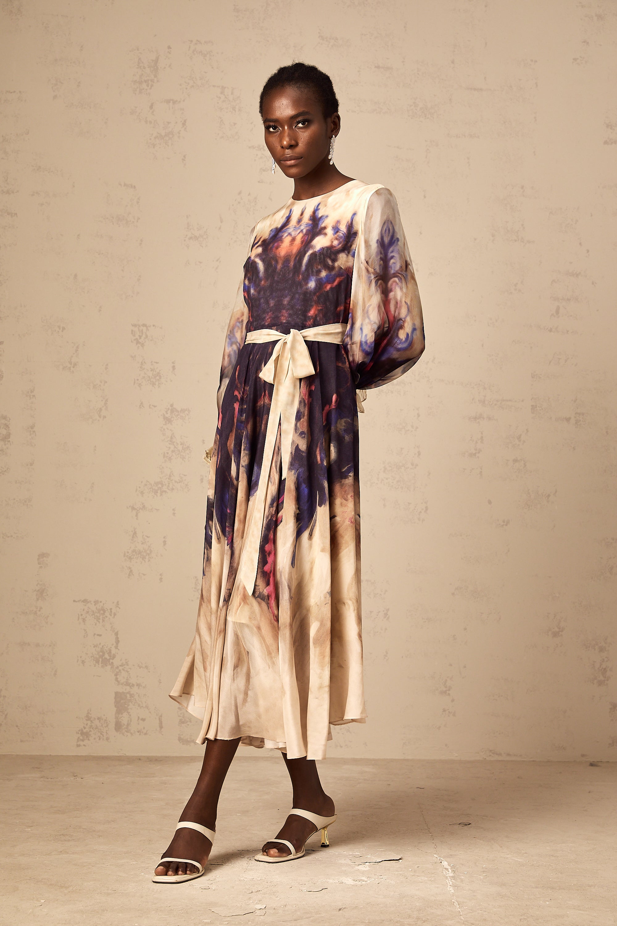 Urbaine smudged graffiti-print silk midi dress (Final Sale-US Only)
