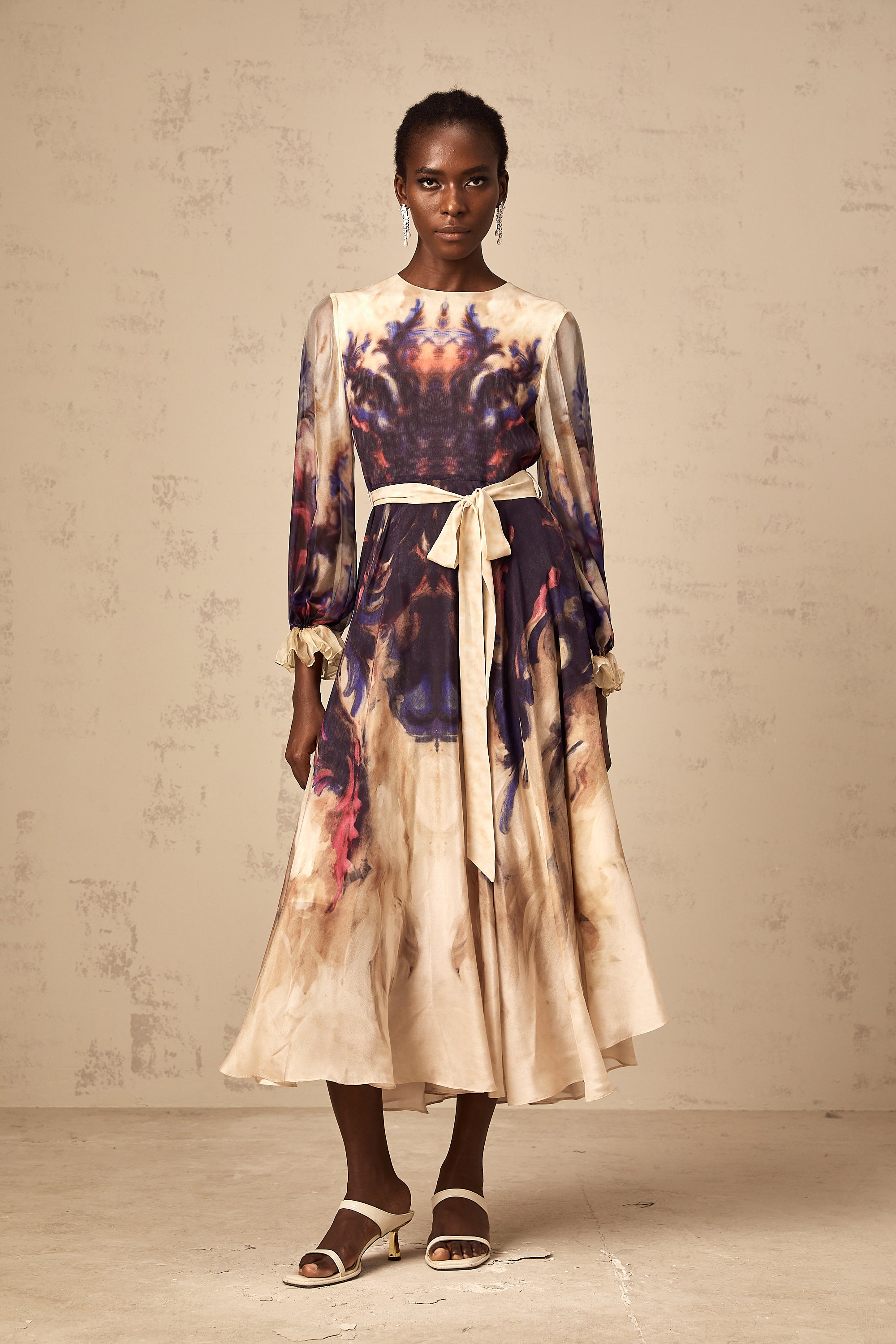 Urbaine smudged graffiti-print silk midi dress (Final Sale-US Only)
