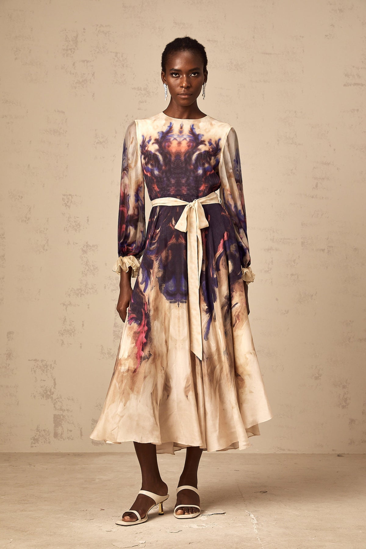 Urbaine smudged graffiti-print silk midi dress (Final Sale-US Only)