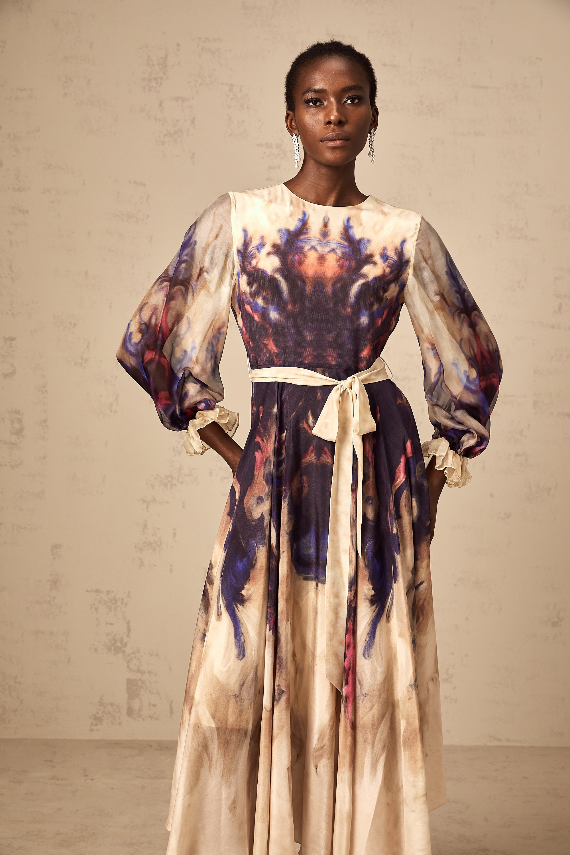 Urbaine smudged graffiti-print silk midi dress (Final Sale-US Only)