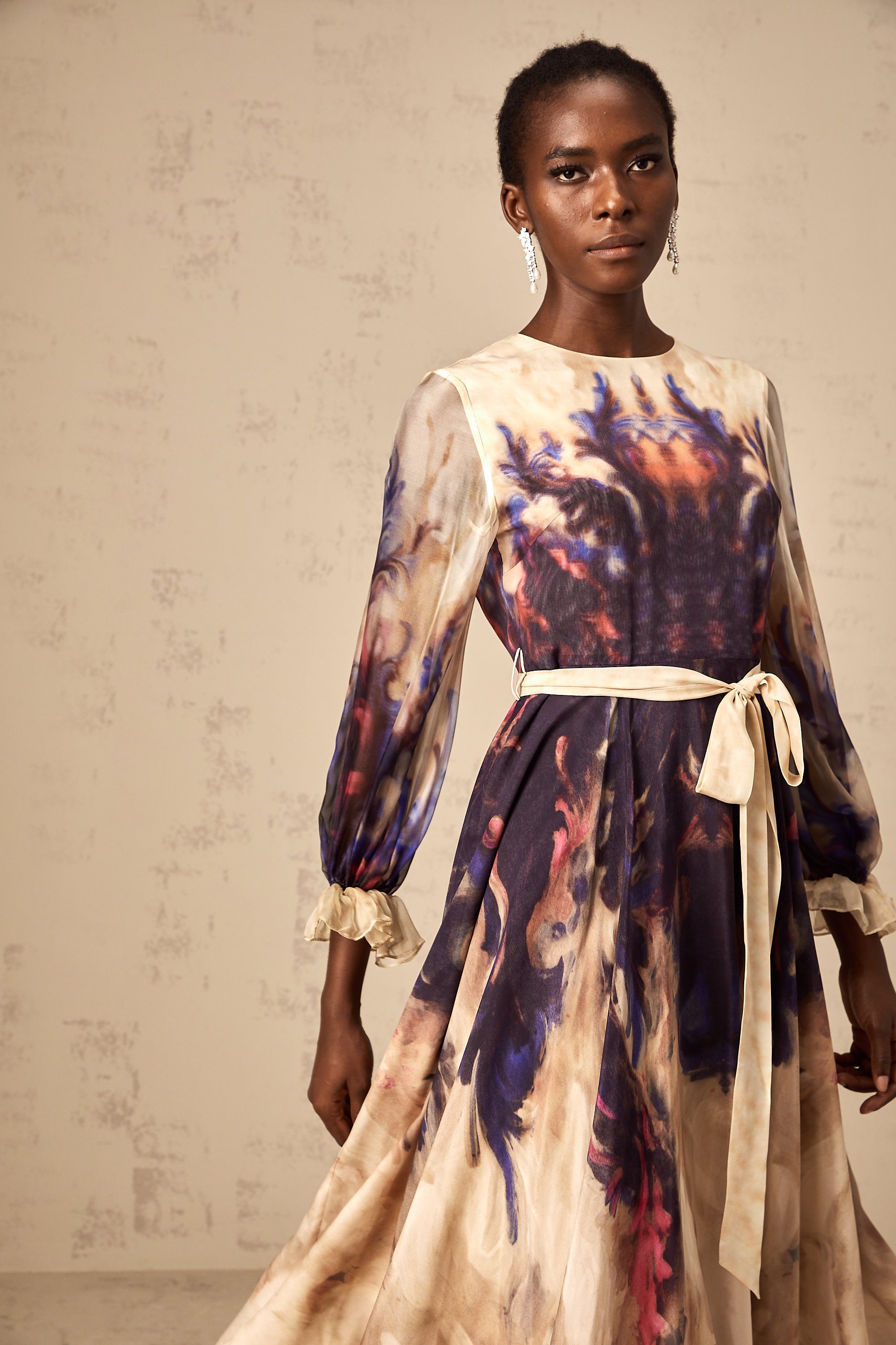 Urbaine smudged graffiti-print silk midi dress (Final Sale-US Only)