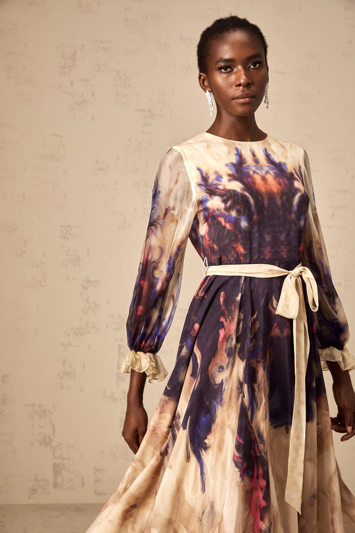 Urbaine smudged graffiti-print silk midi dress (Final Sale-US Only)