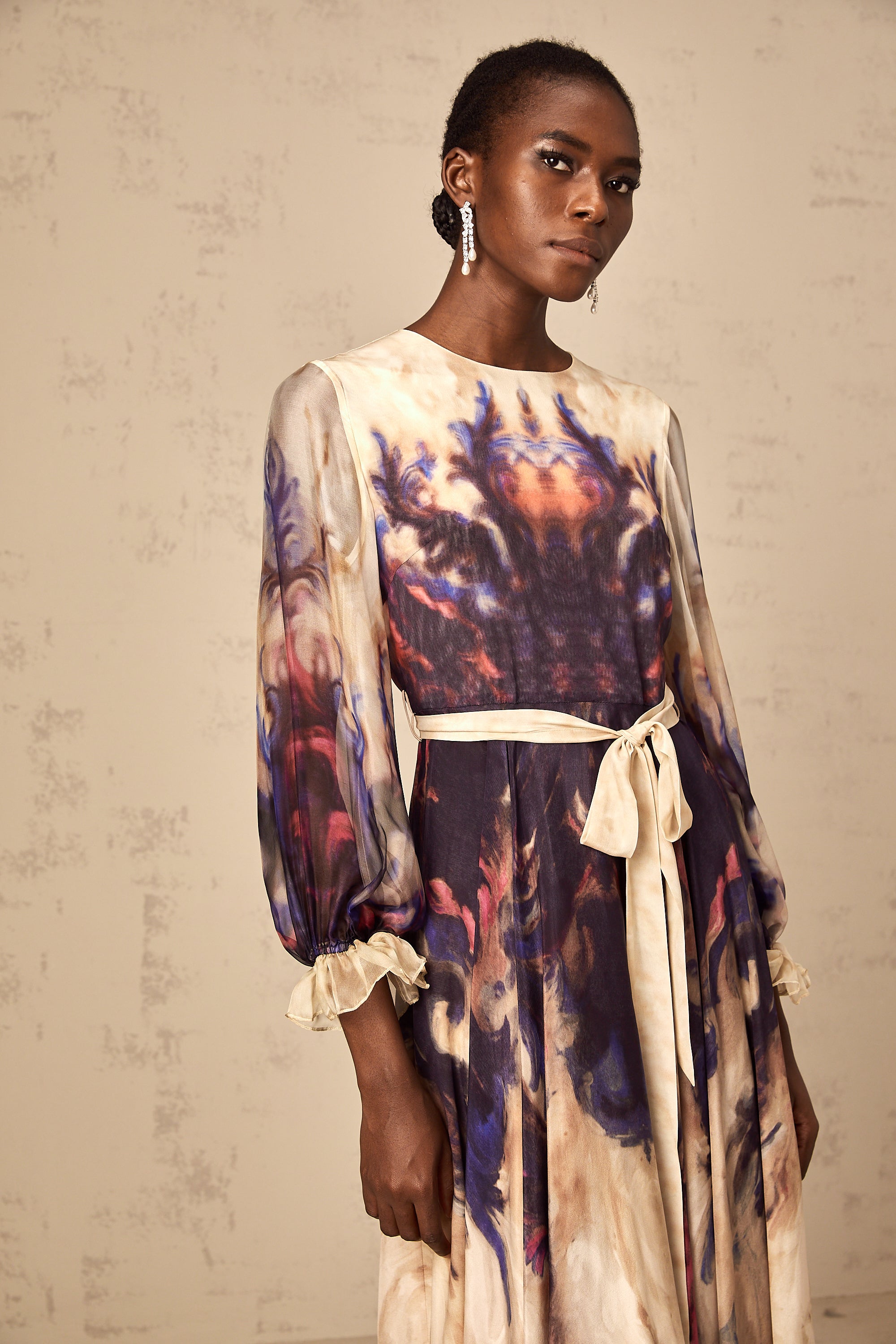 Urbaine smudged graffiti-print silk midi dress (Final Sale-US Only)