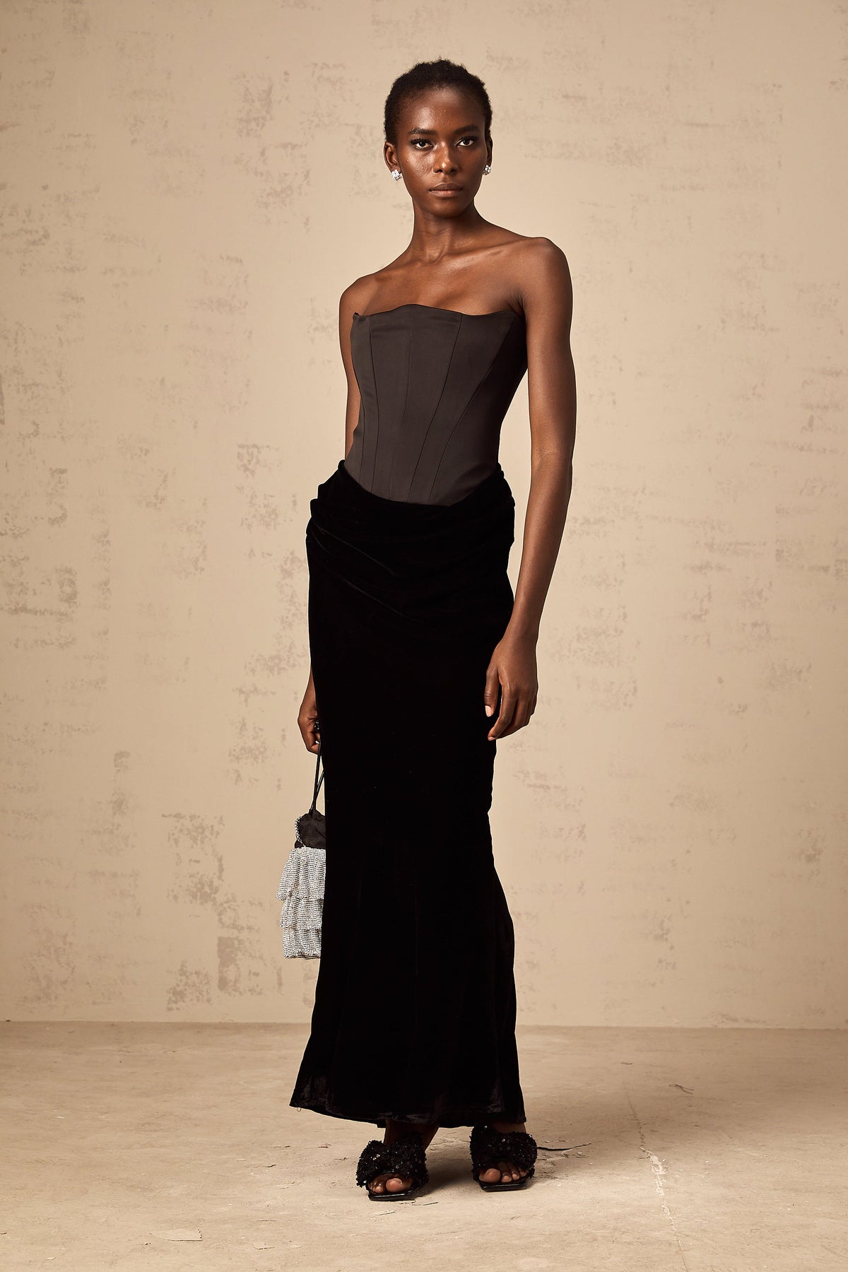 Aurore Black Off-Shoulder Maxi Dress