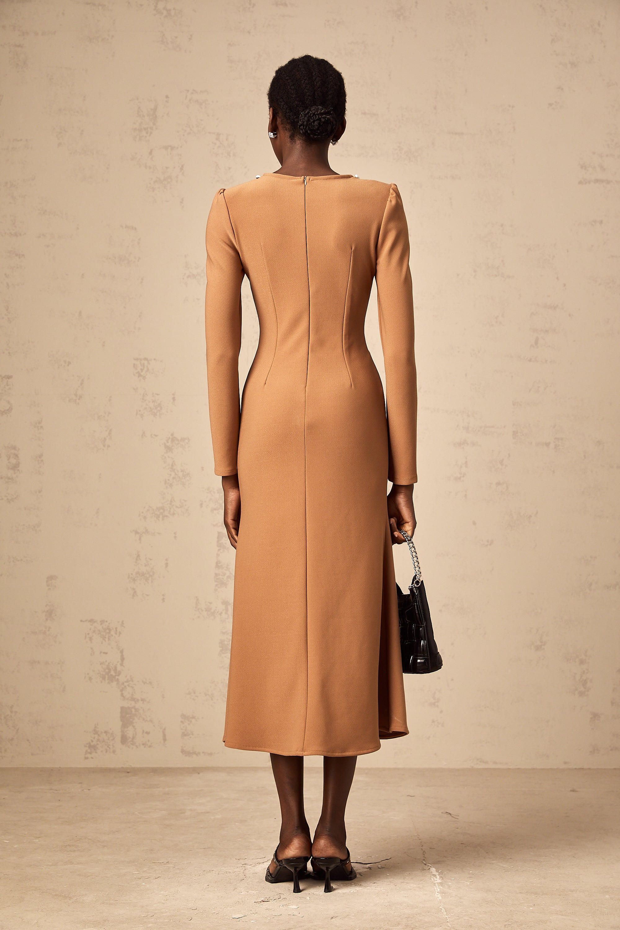 Doriane khaki sequin-embellished midi dress