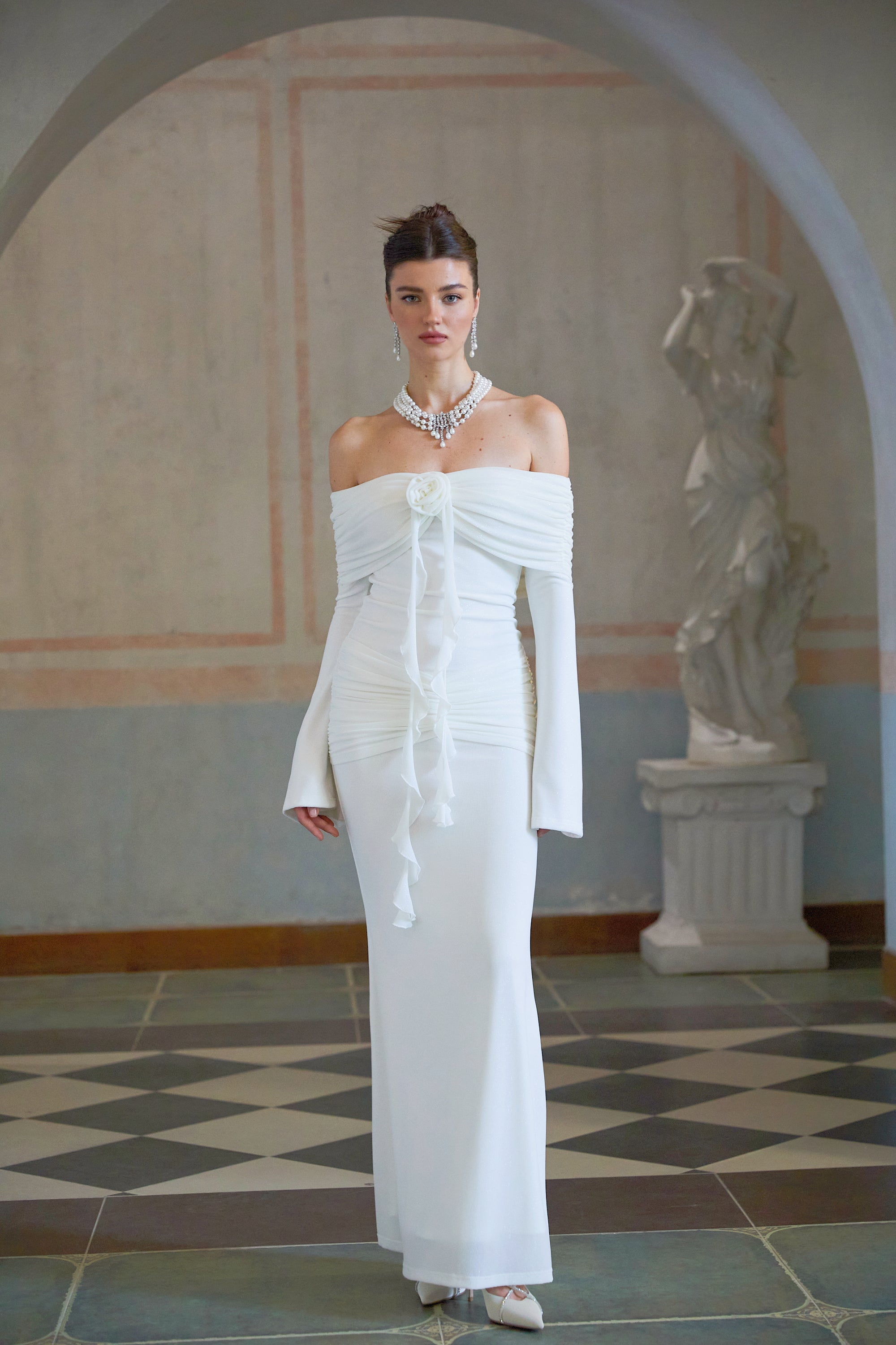 Wanda white glittered floral-appliqué knit maxi dress (Final Sale-US Only)