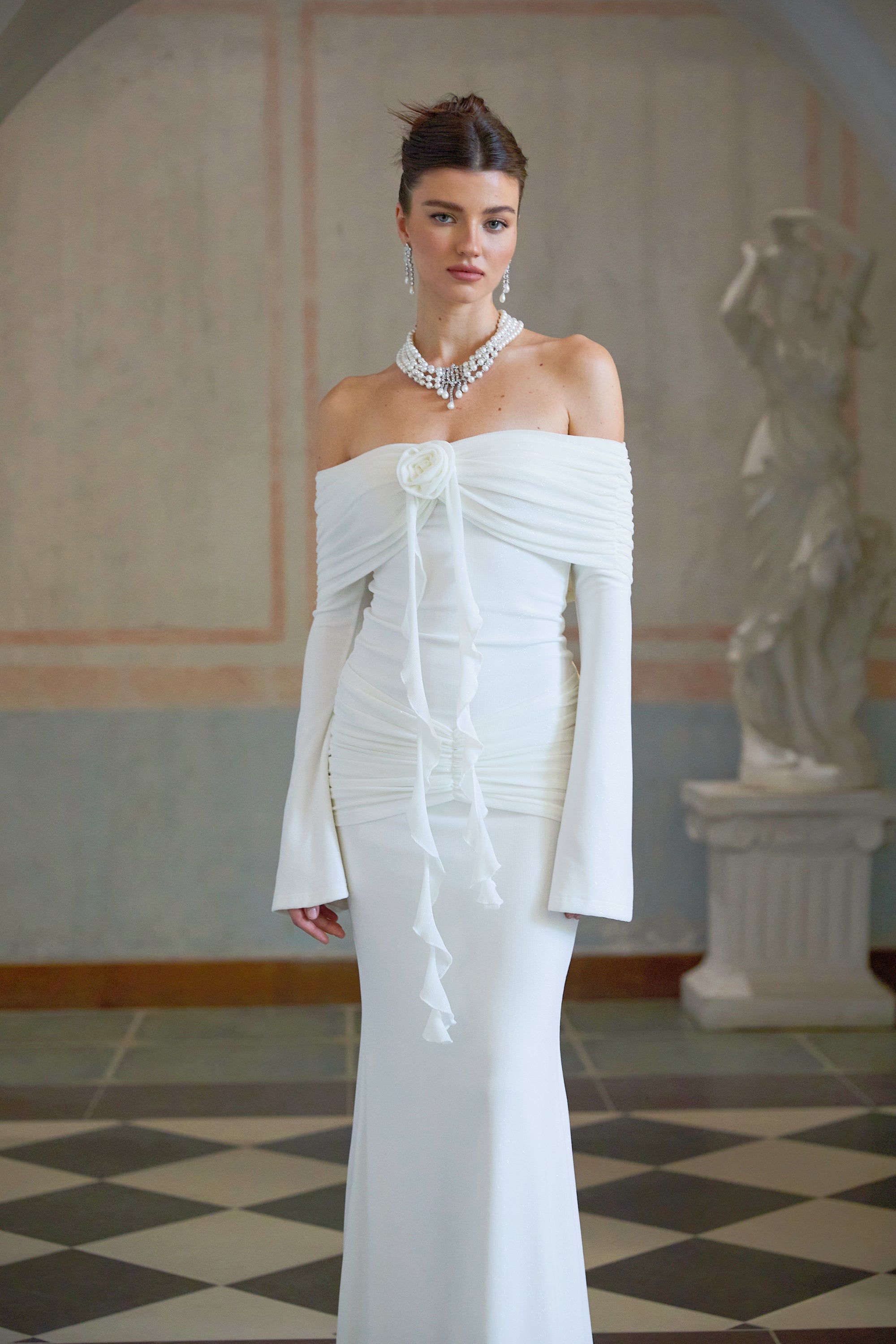 Wanda white glittered floral-appliqué knit maxi dress (Final Sale-US Only)