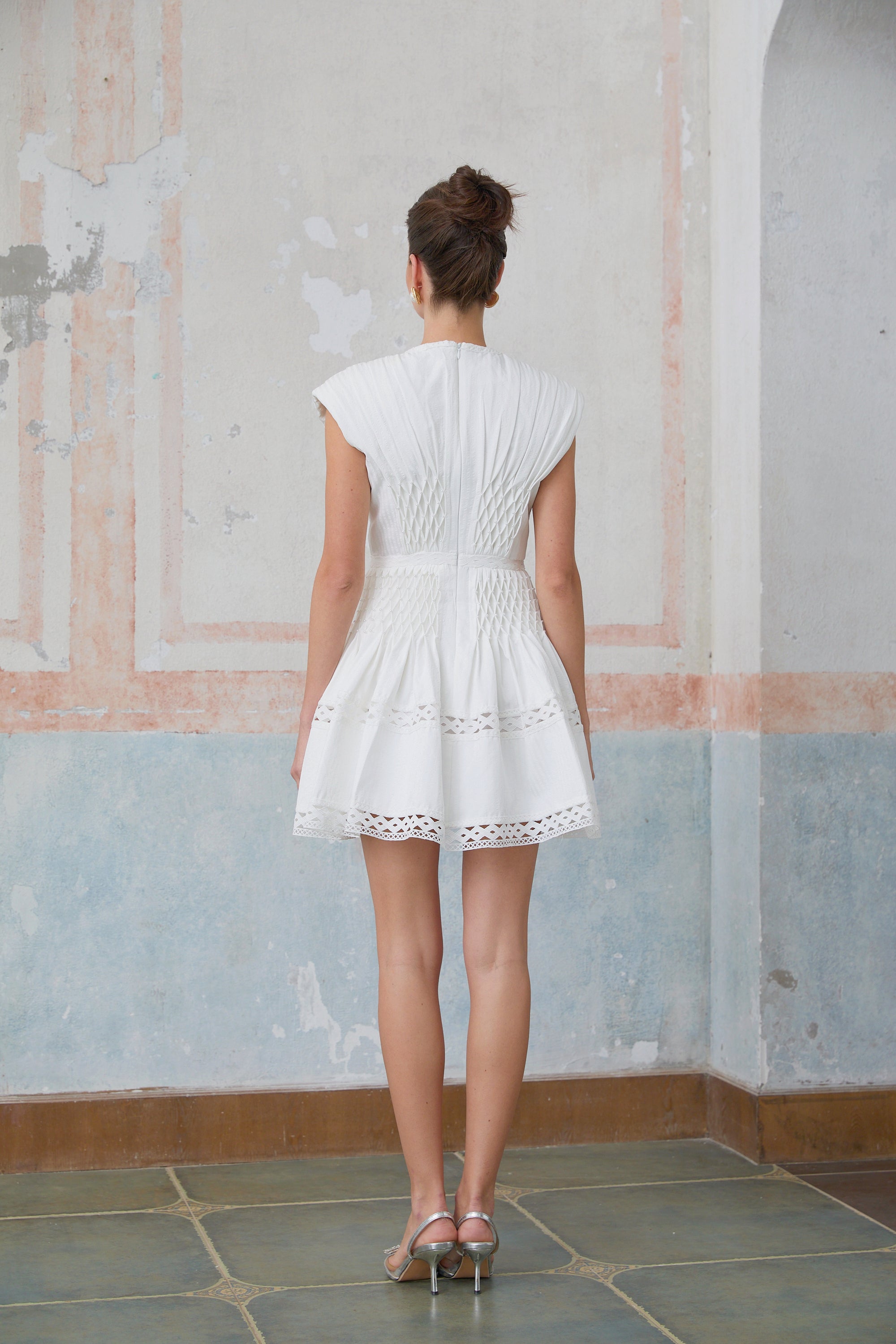 Anaïs cut-out faux-pearl embellished mini dress