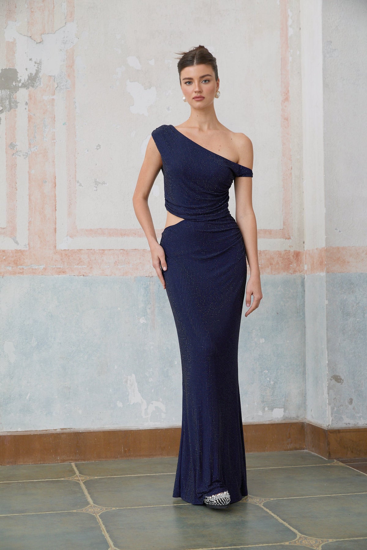 Alizée blue cut-out rhinestone maxi dress (Final Sale-US Only)