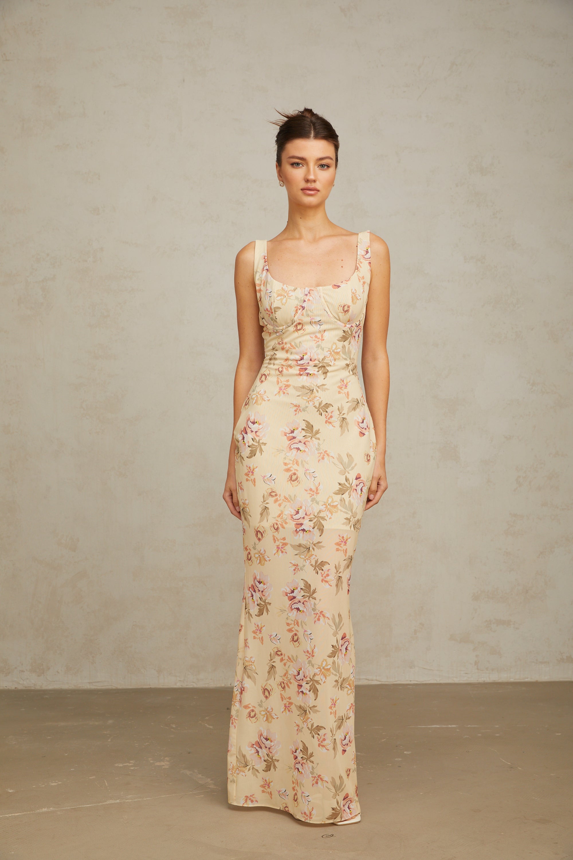 Alizée yellow floral-print sleeveless maxi dress (Final Sale)