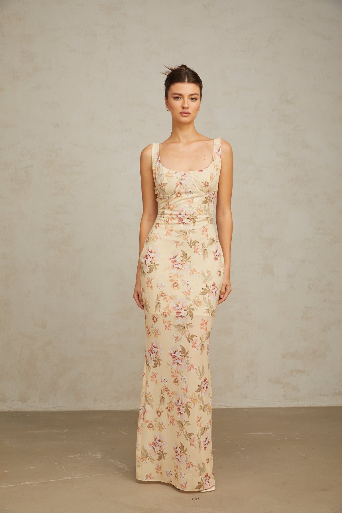 Alizée yellow floral-print sleeveless maxi dress (Final Sale)