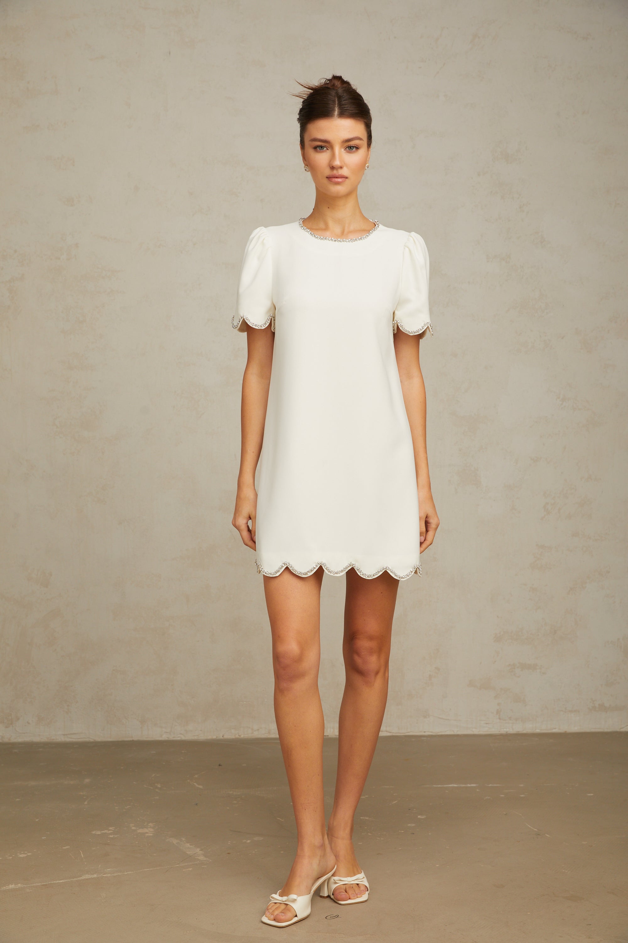 Bérénice white crystal-embellished mini dress