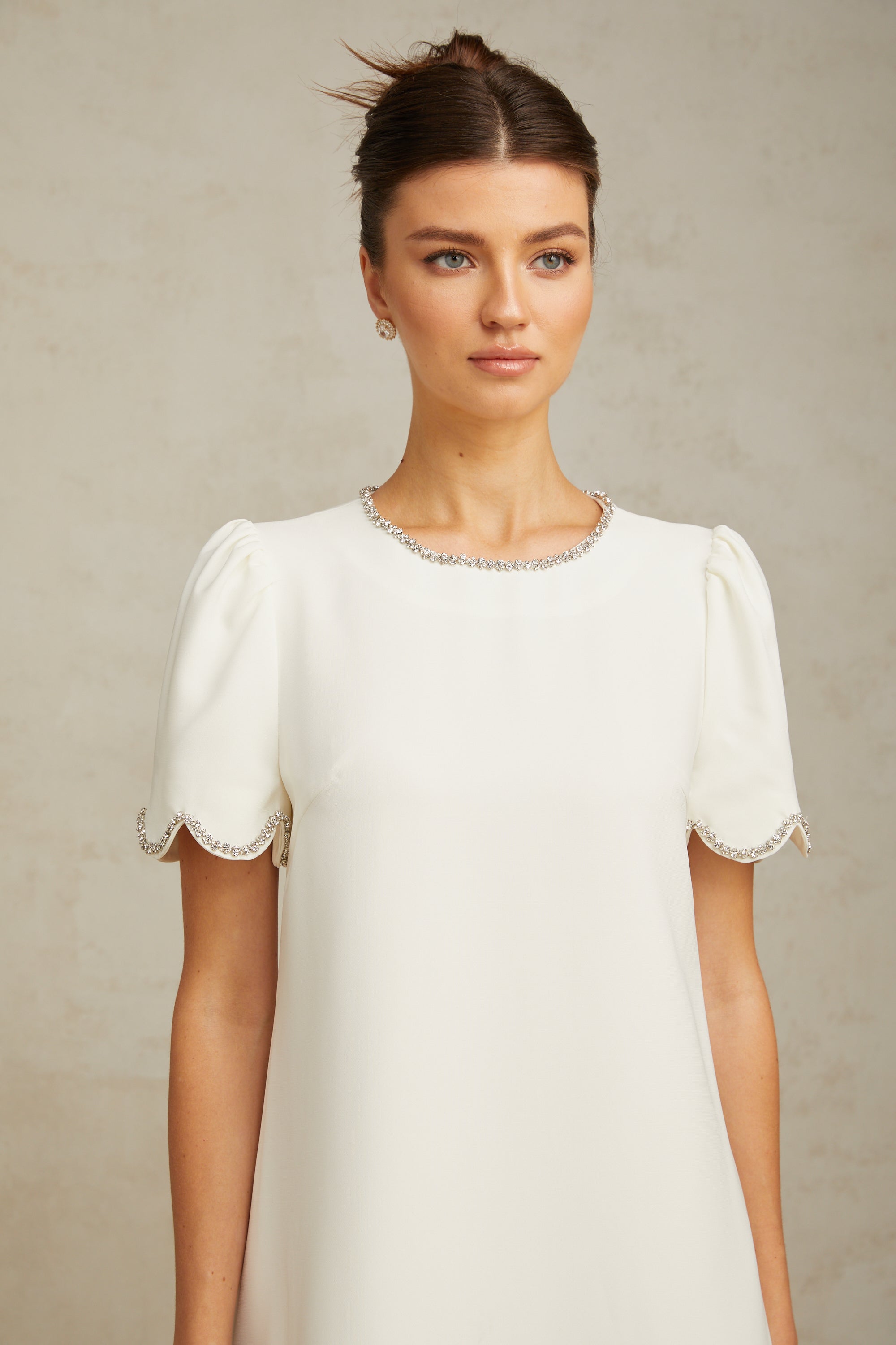 Bérénice white crystal-embellished mini dress