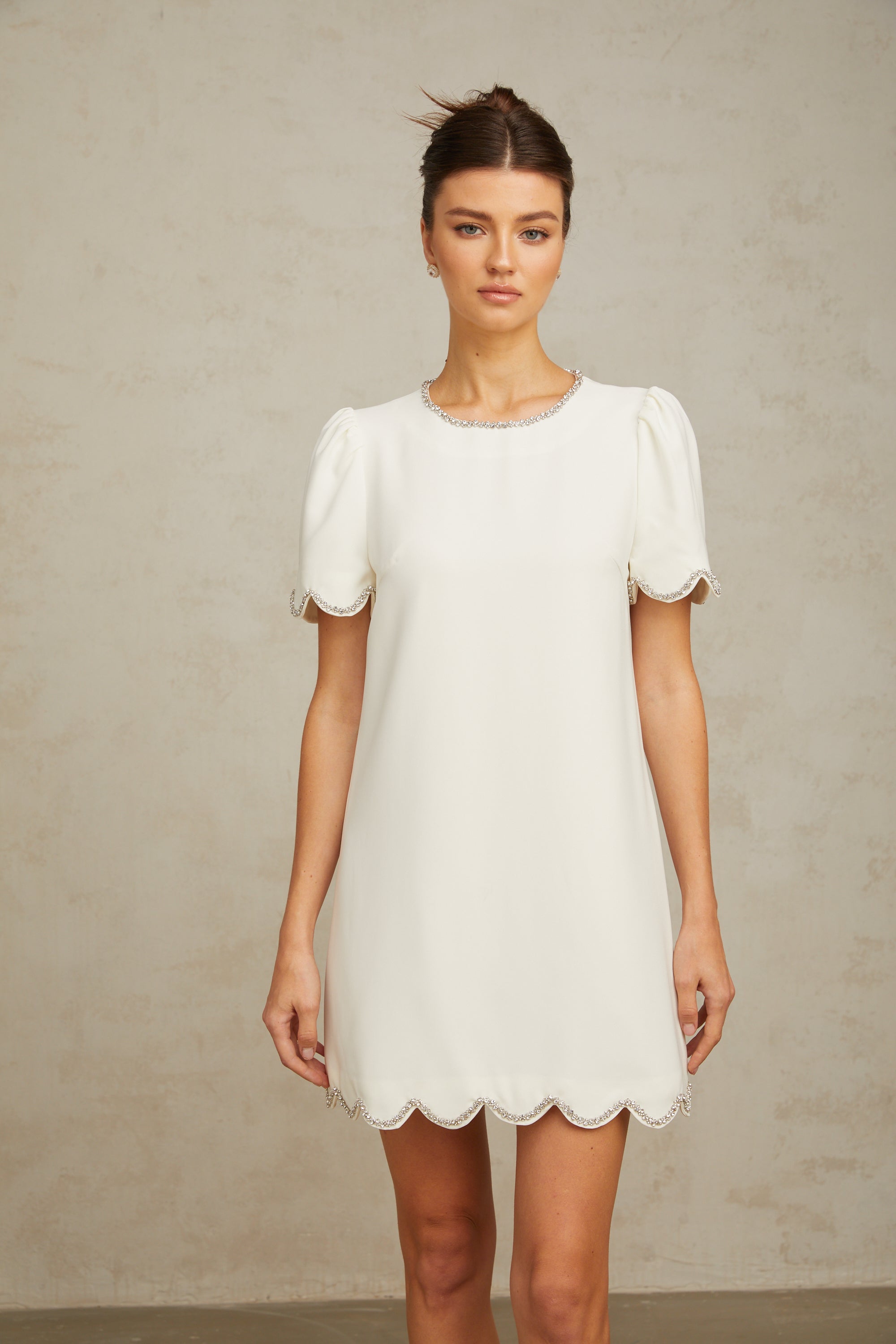 Bérénice white crystal-embellished mini dress