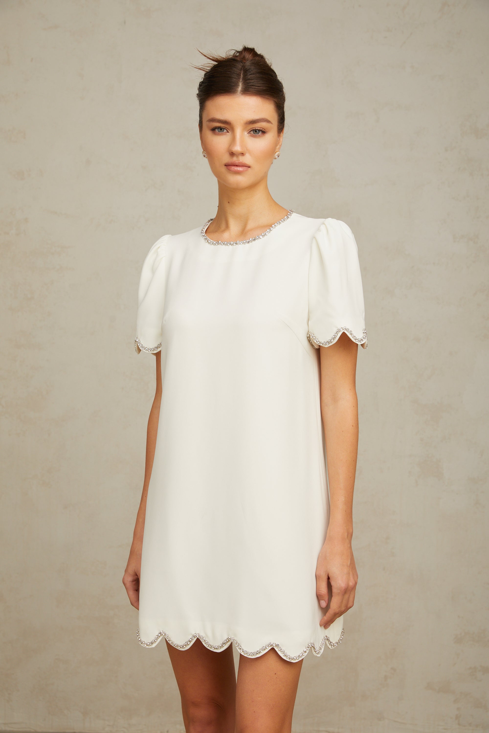 Bérénice white crystal-embellished mini dress