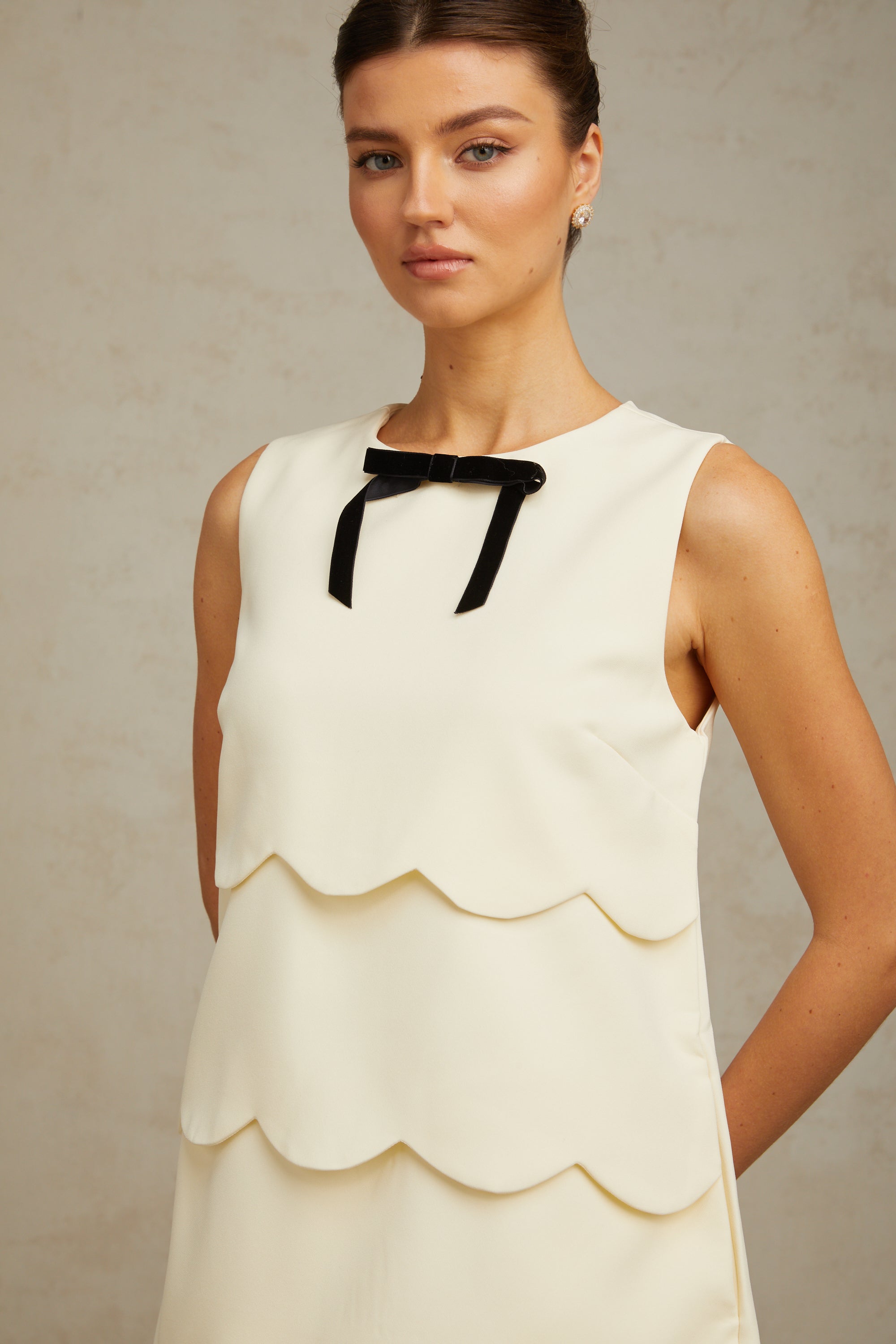 Chantal white wavy tiered mini dress (US Only)
