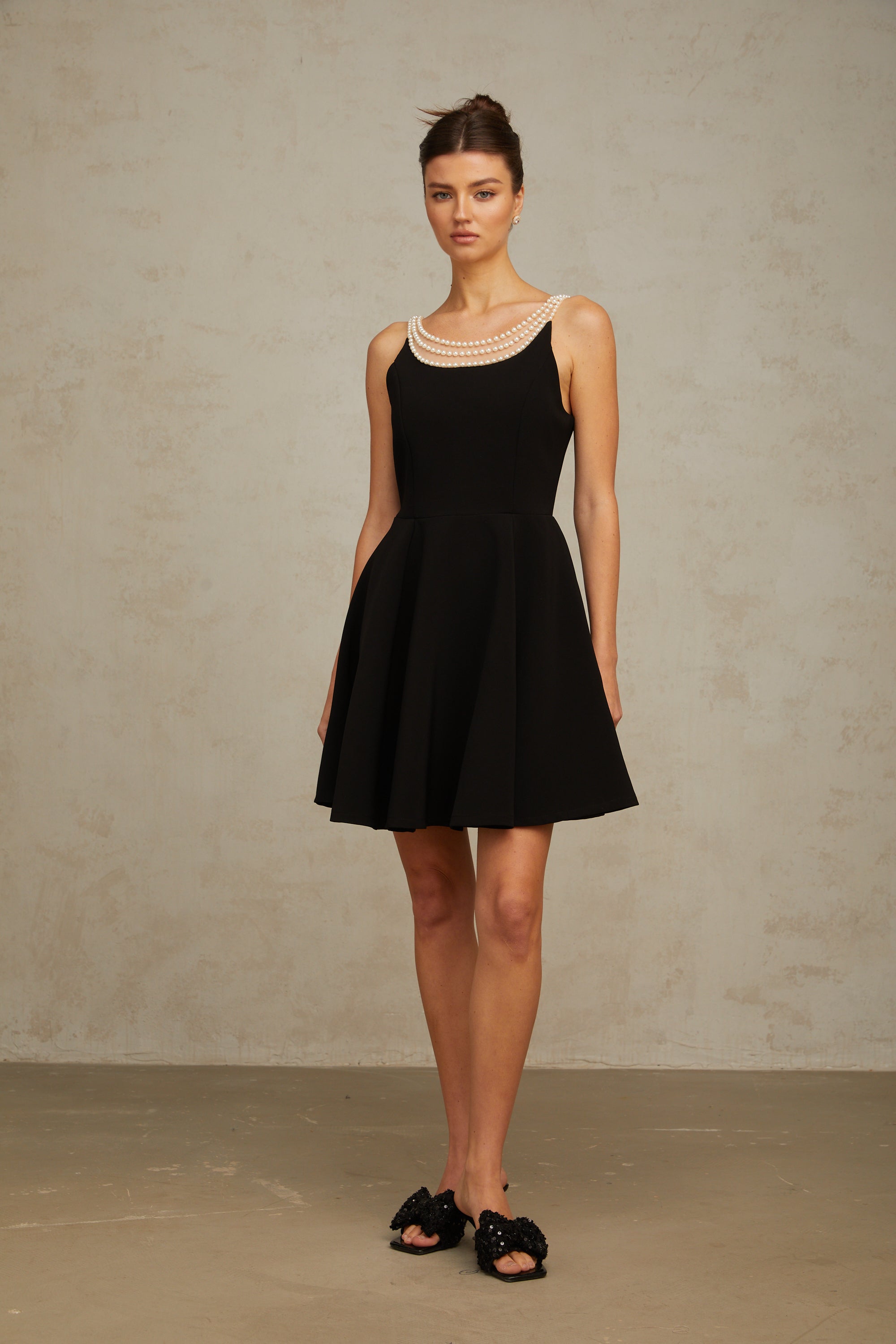 Danaé black faux-pearl-embellished mini dress (Final Sale-US Only)