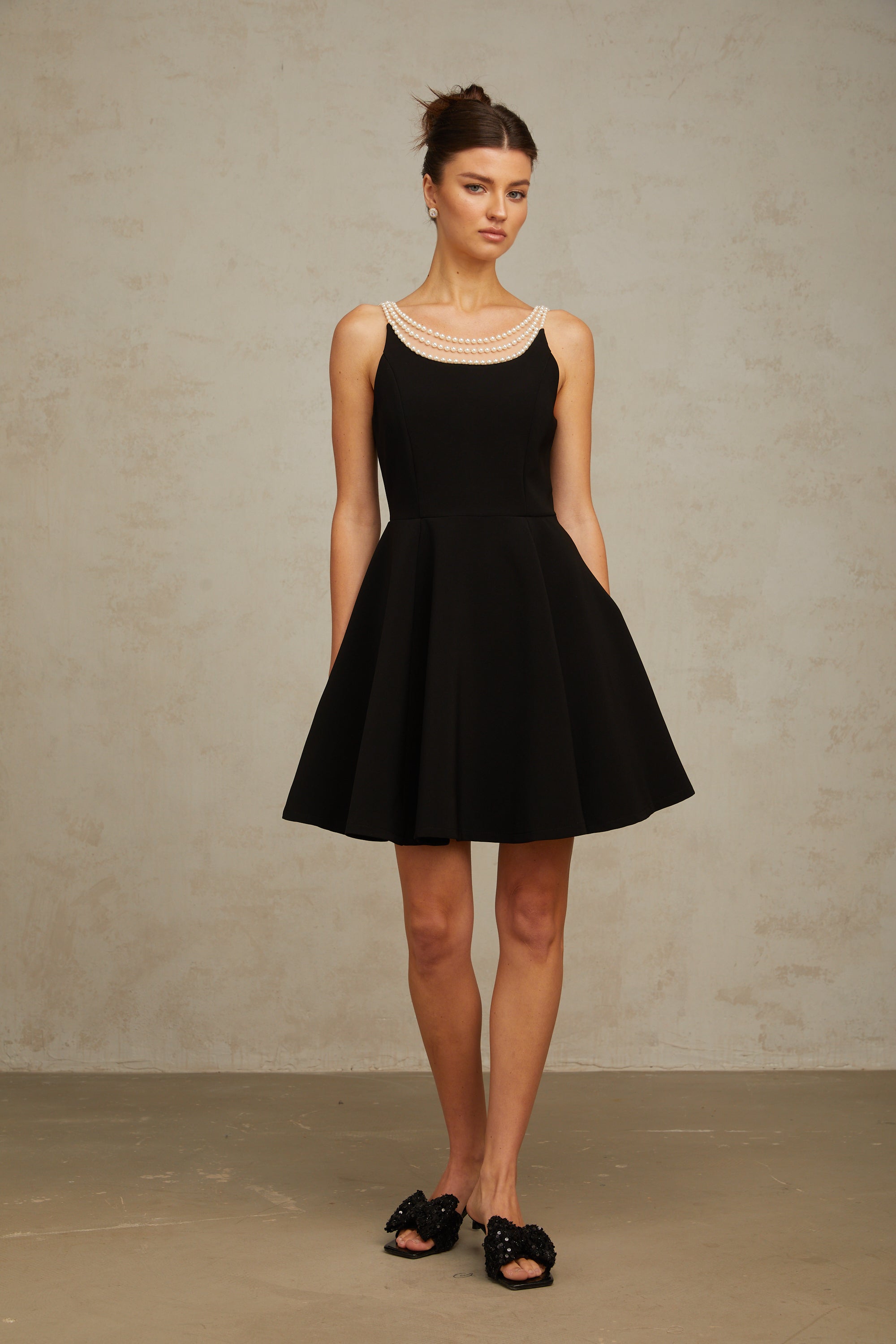 Danaé black faux-pearl-embellished mini dress (Final Sale-US Only)