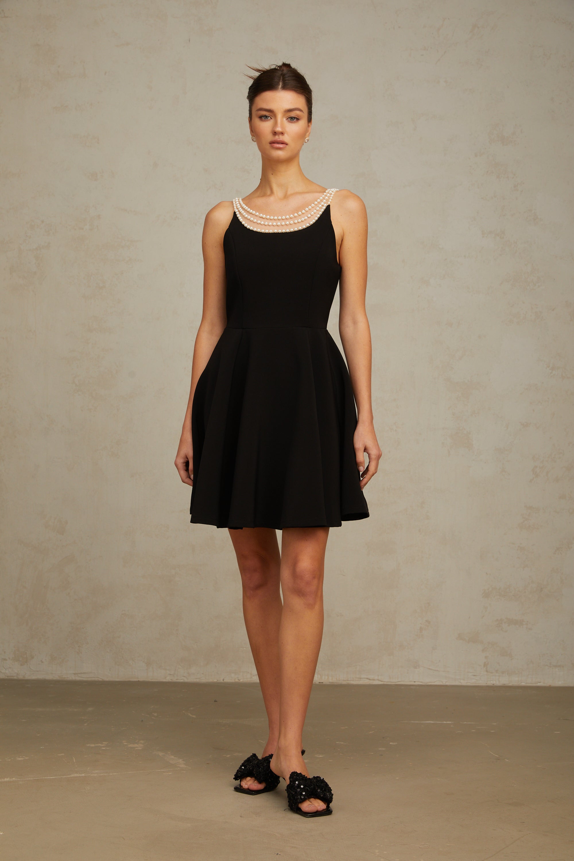 Danaé black faux-pearl-embellished mini dress (Final Sale-US Only)
