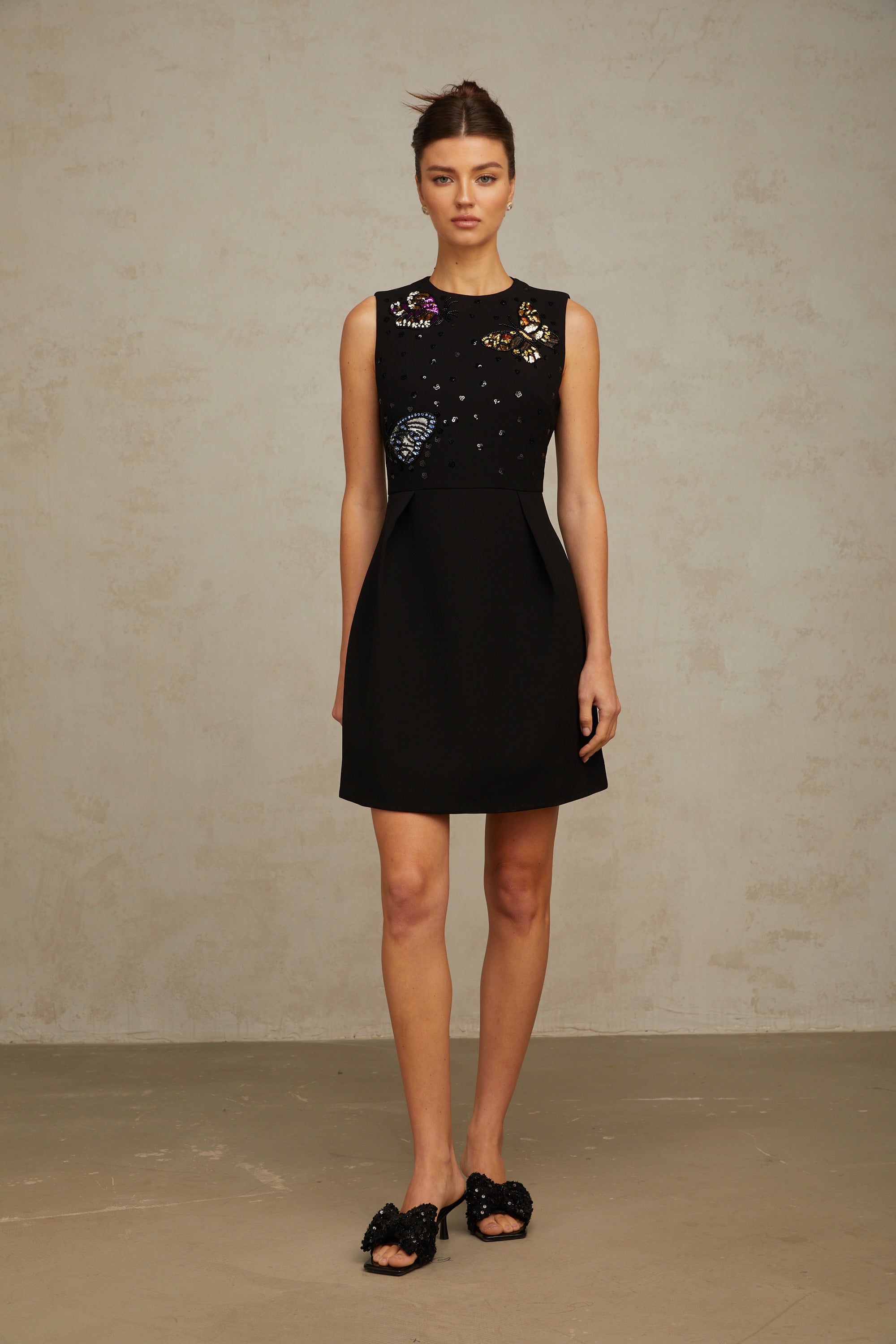 Manon black sequined butterfly mini dress