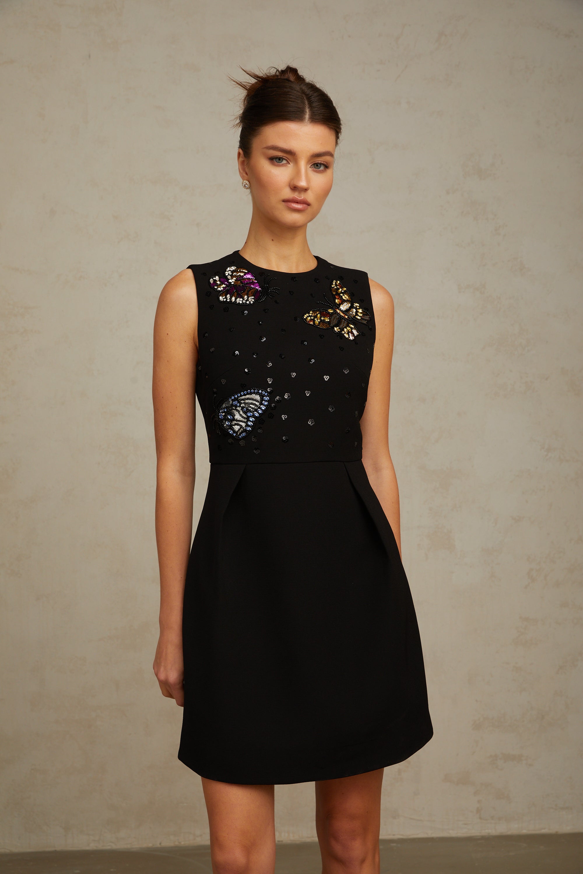 Manon black sequined butterfly mini dress
