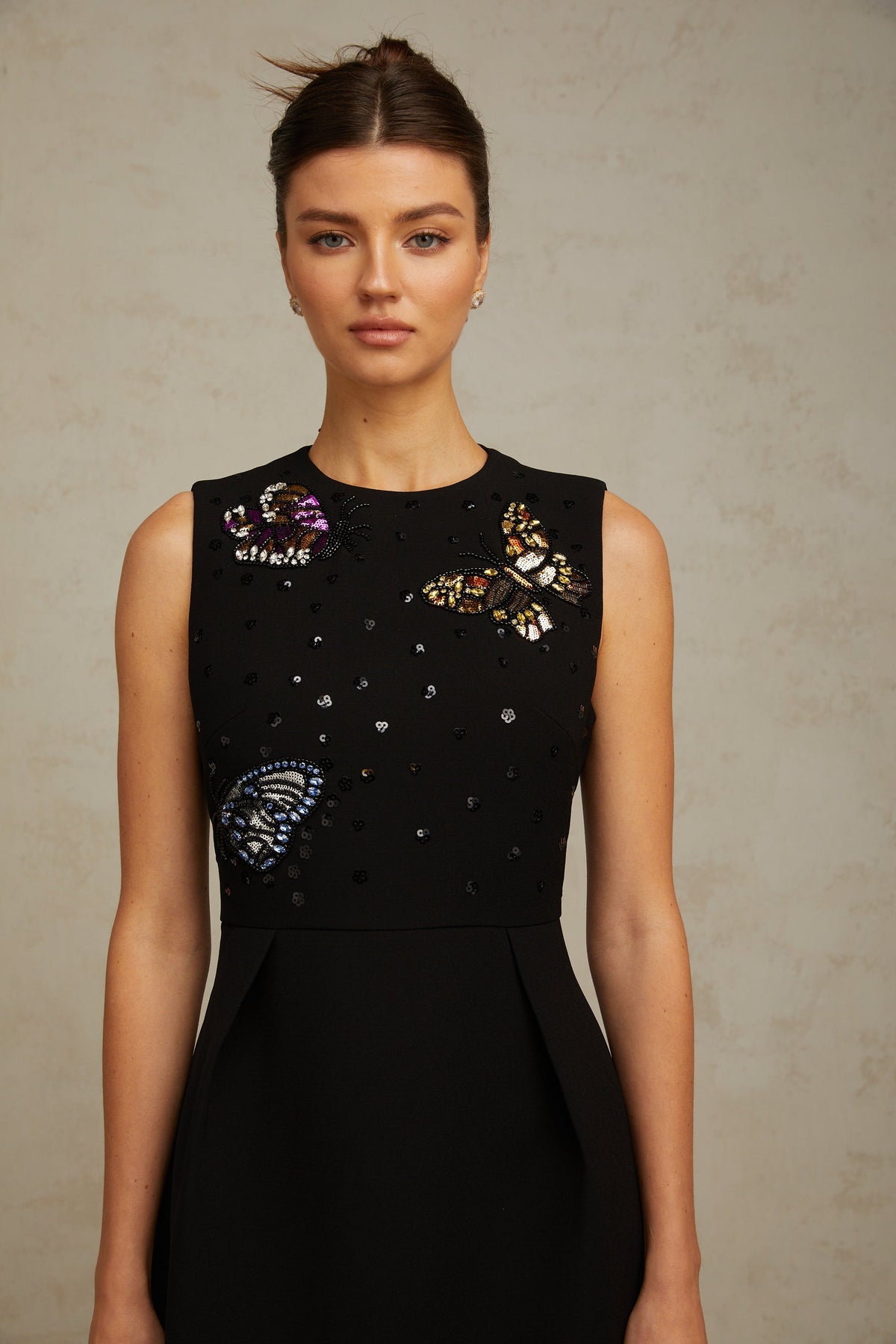 Manon black sequined butterfly mini dress